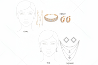 Model wearing statement diamond drop earrings designed to complement facial contours