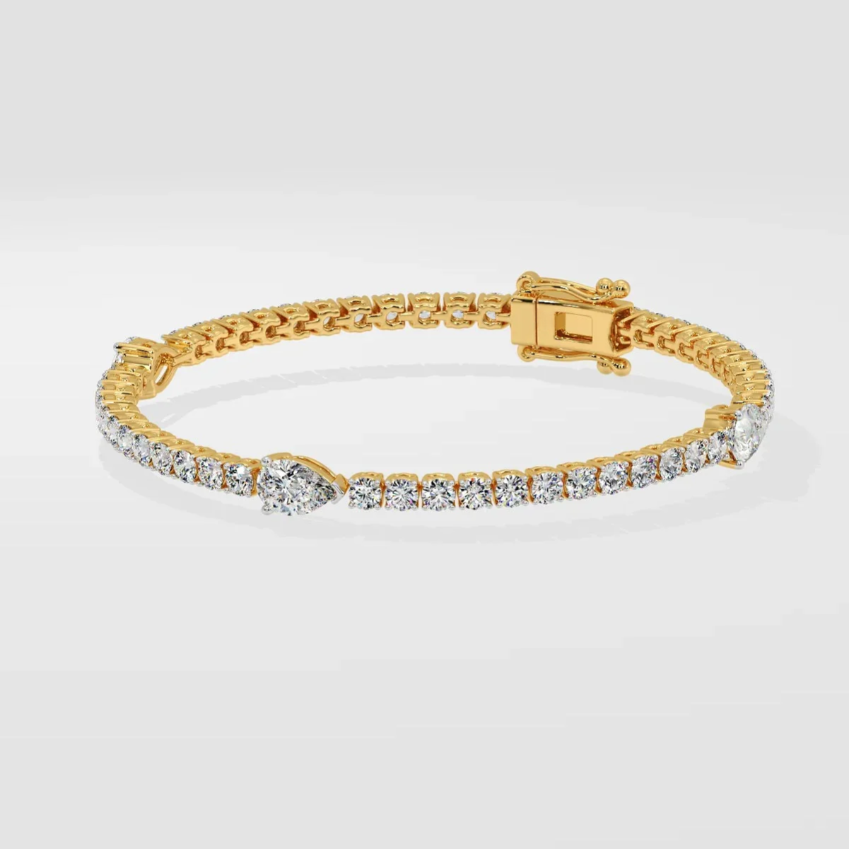 Elegant Teardrop Solitaire Diamond Tennis Bracelet