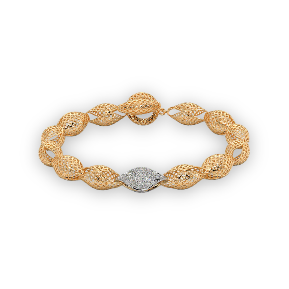 Elegant Gold Mesh Bracelet with Diamond Accent