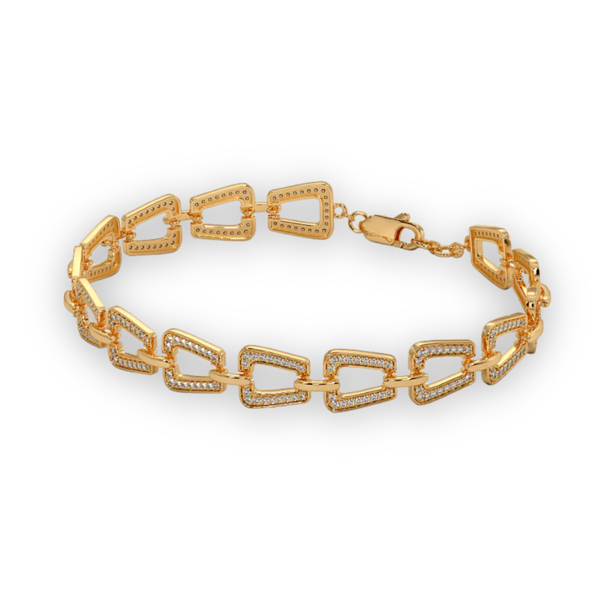 Gold Open-Link Diamond Bracelet