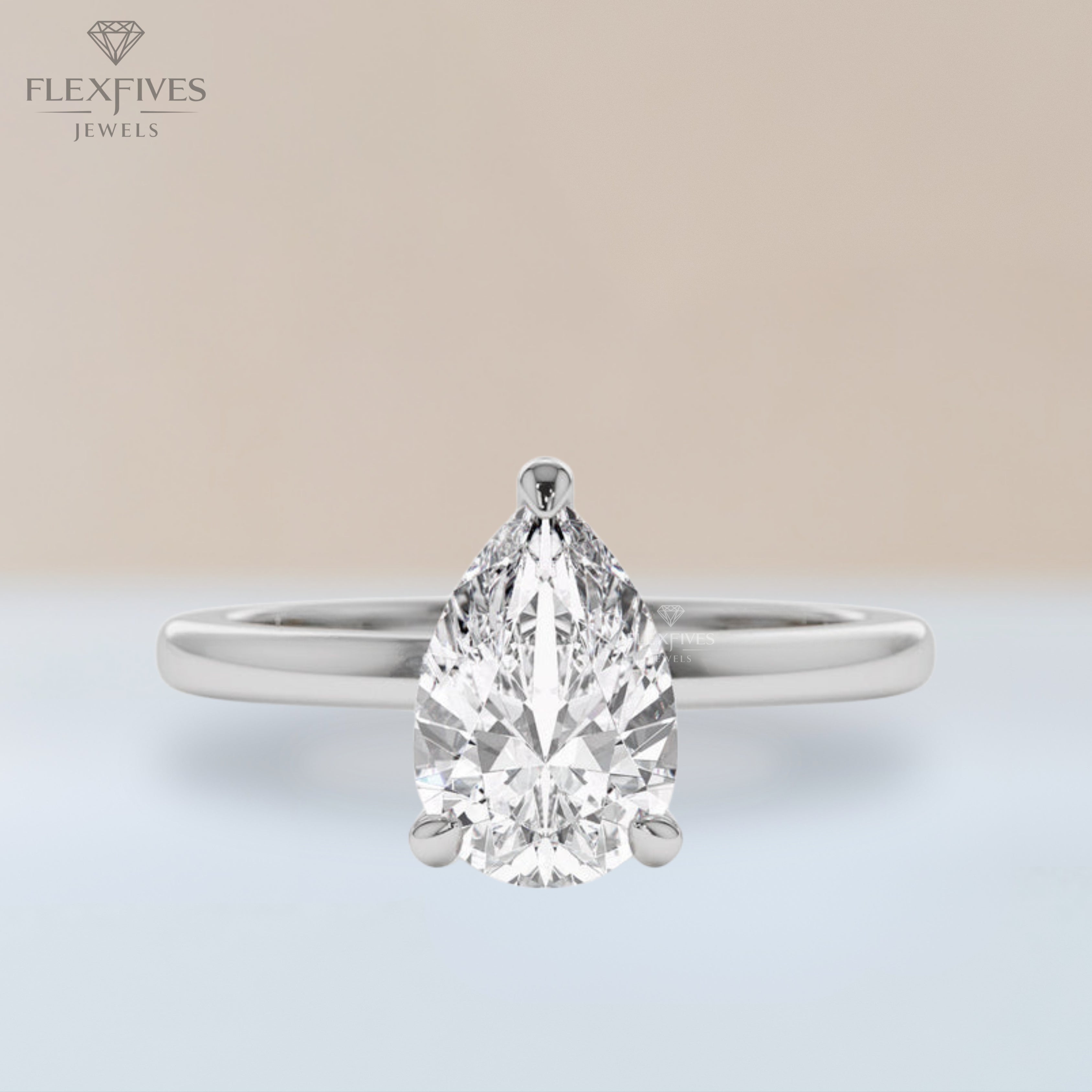 Pear Shape Engagement Ring, 1.50 ctw 14k Gold Prong Setting Pear Shaped Moissanite Diamond Engagement Ring, Proposal Ring, Gift
