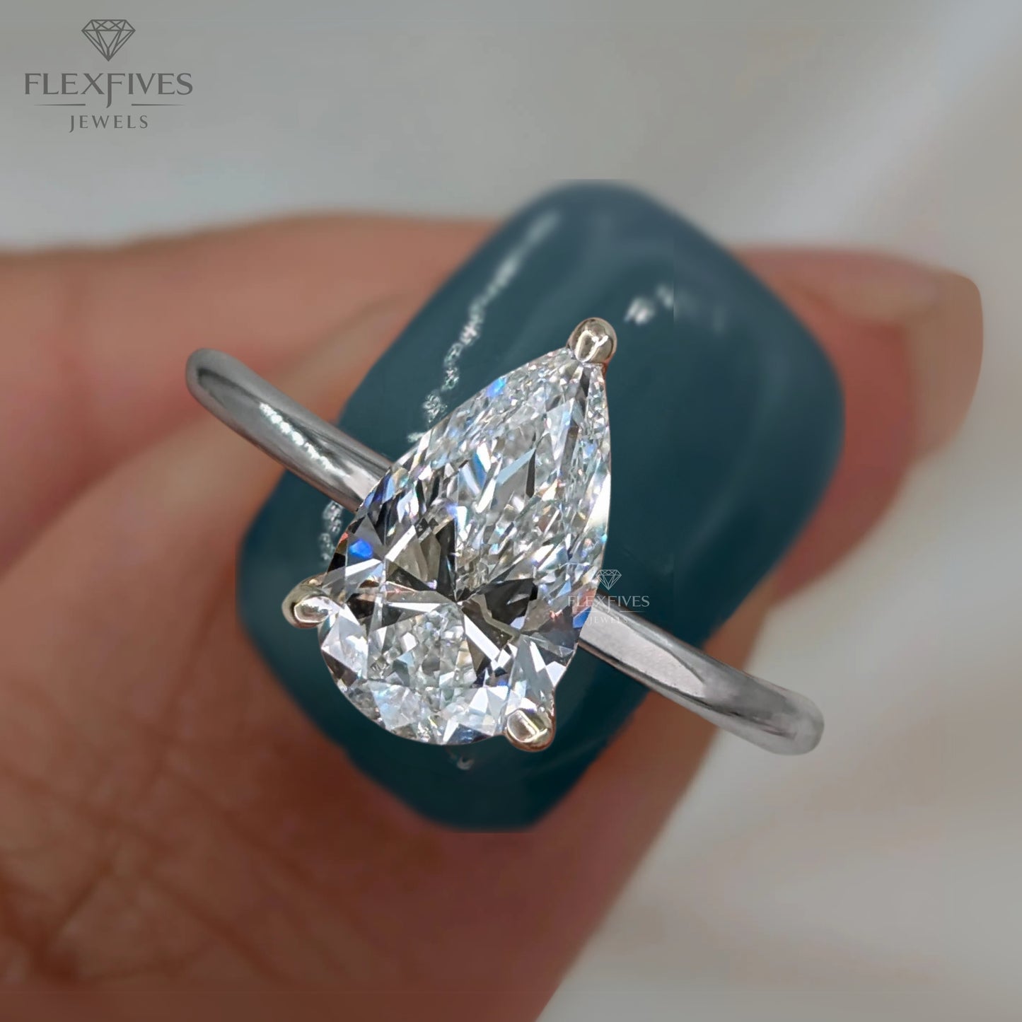 Pear Shape Engagement Ring, 1.50 ctw 14k Gold Prong Setting Pear Shaped Moissanite Diamond Engagement Ring, Proposal Ring, Gift