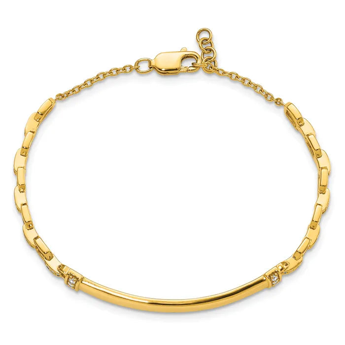 14K Solid Gold Diamond ID Bracelet