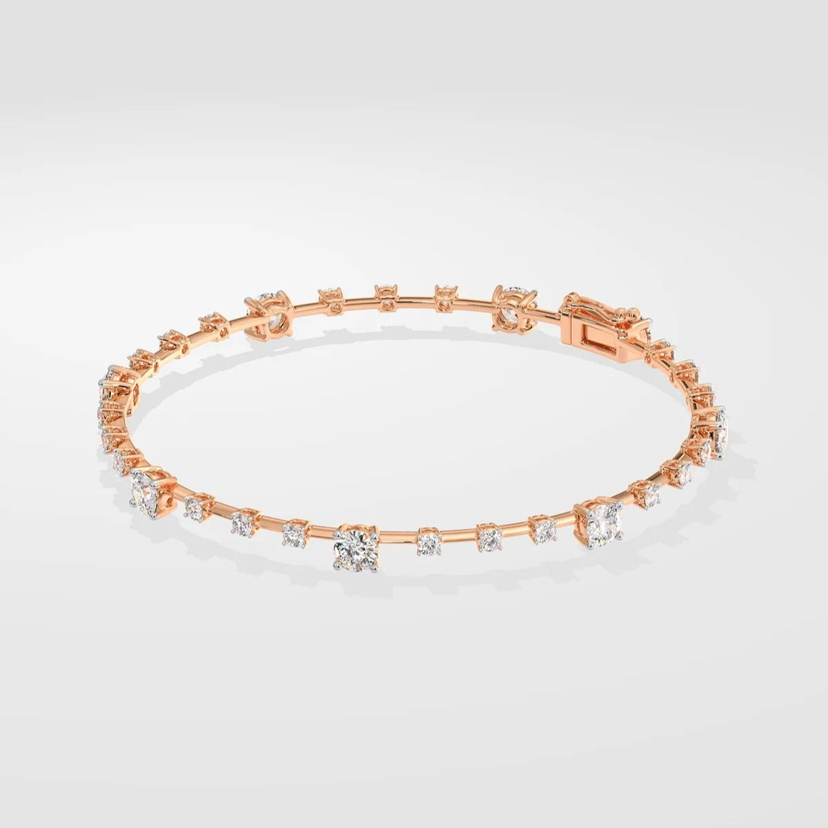 Rose Gold Solitaire Diamond Tennis Bracelet