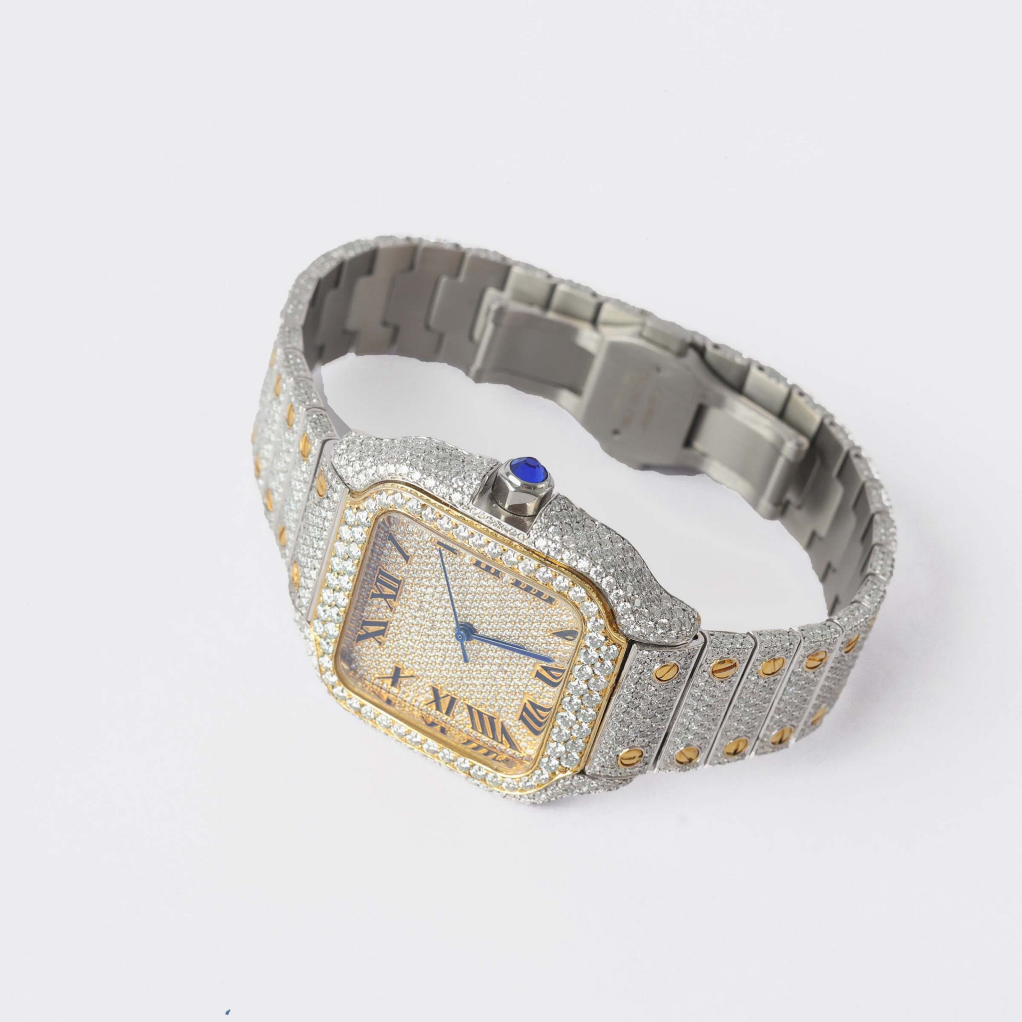 A Luxury Two-Tone Moissanite Diamond Watch – VVS1 Clarity, Iced Out 41MM Stainless Steel Automatic
