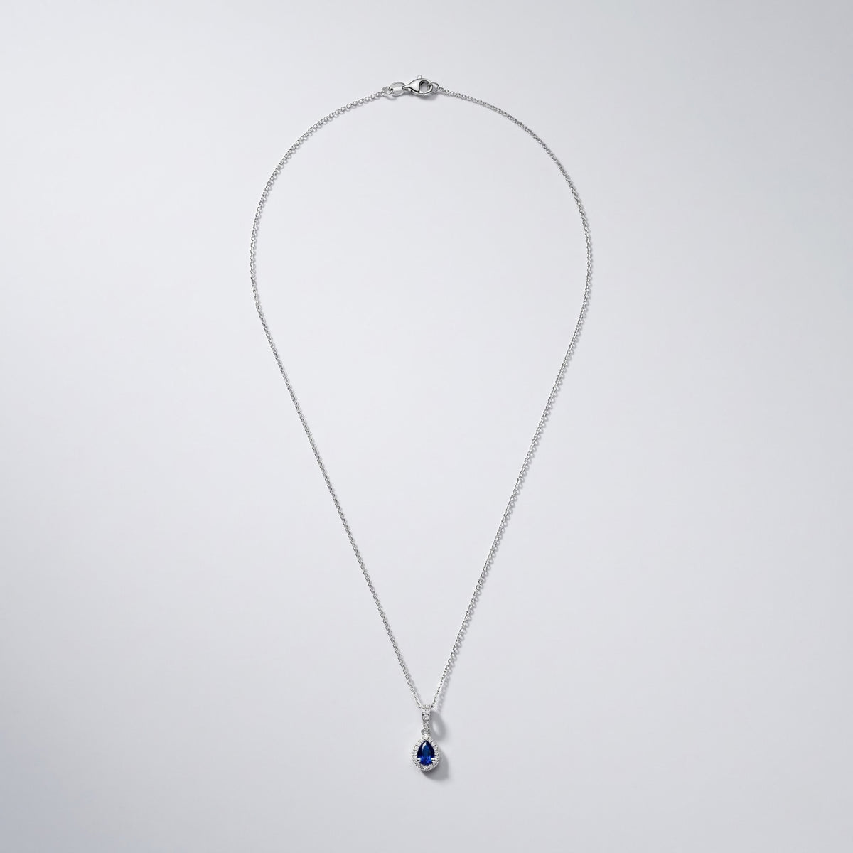 Pear Shape Blue Sapphire and Diamond Pendant