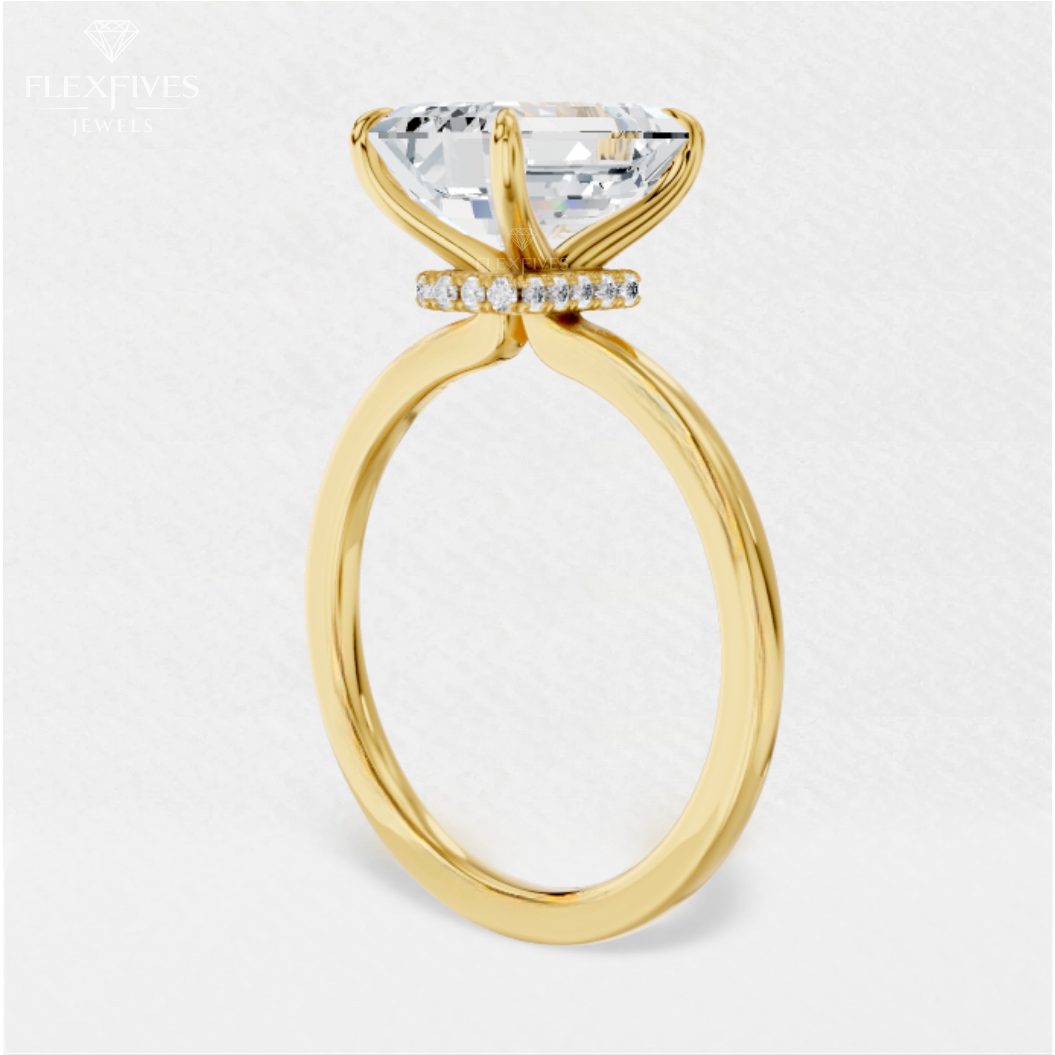 Yellow Gold Emerald CUT engagement Ring , Emerald Cut Diamond Ring , Timeless Engagement Ring , Classic Ring For Her , Moissanite Ring