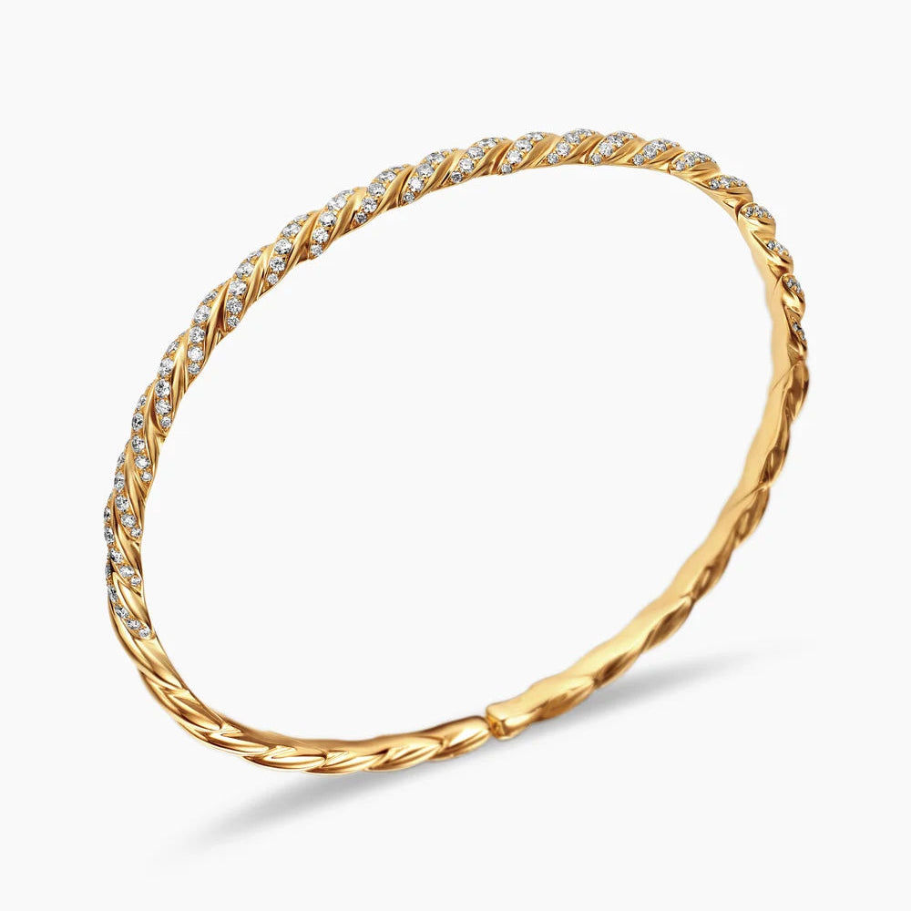 Luxury 18K Gold Diamond Twist Bangle Bracelet
