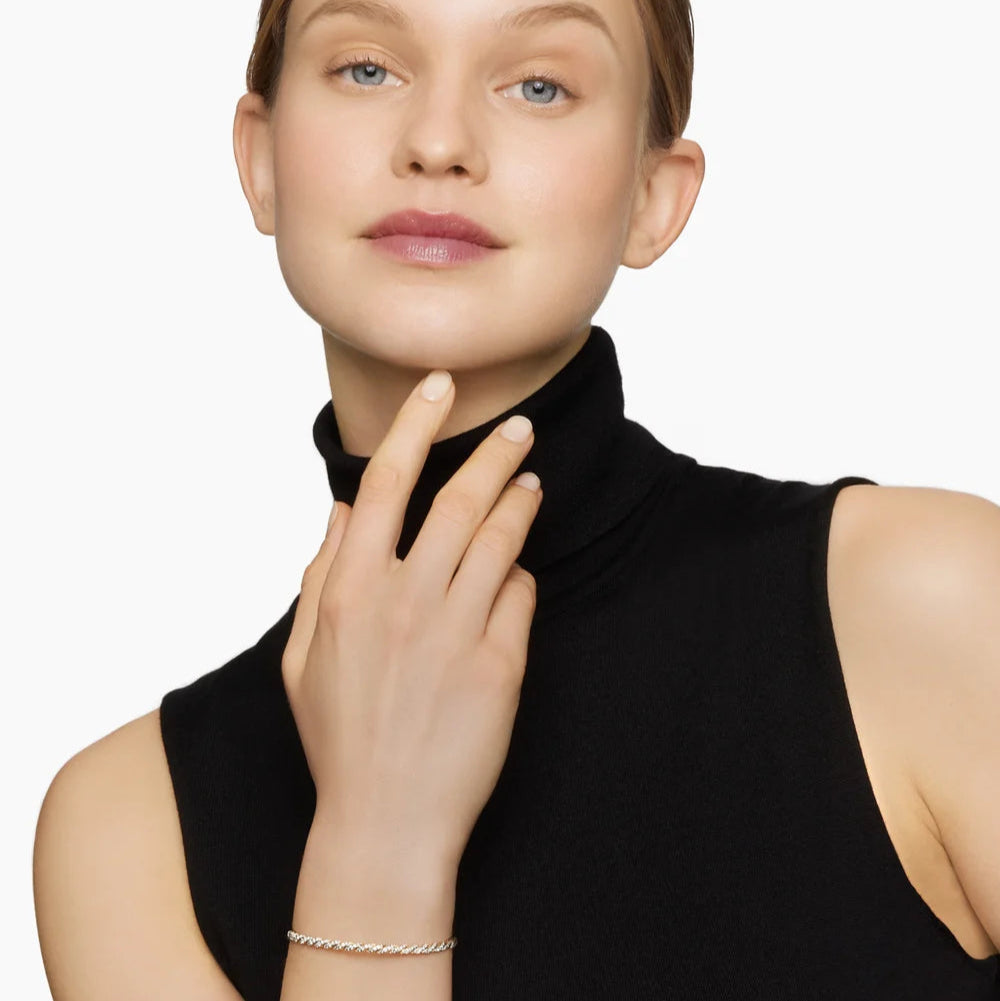 Luxury 18K Gold Diamond Twist Bangle Bracelet