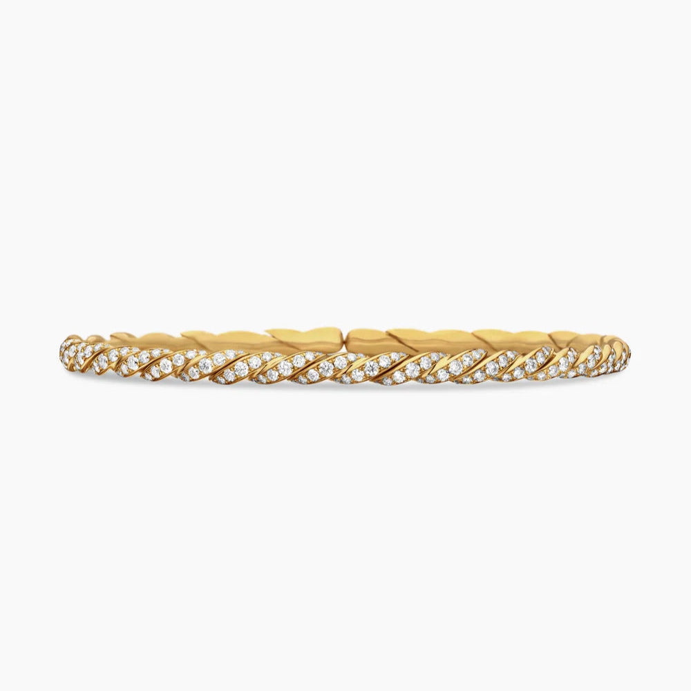 Luxury 18K Gold Diamond Twist Bangle Bracelet