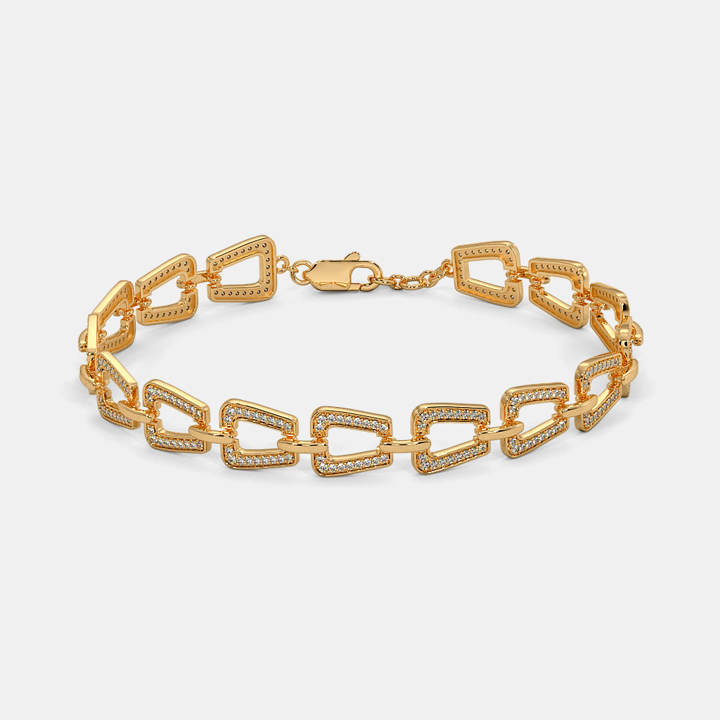 Gold Open-Link Diamond Bracelet