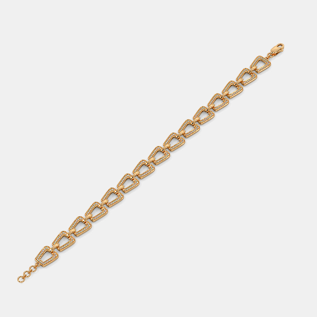 Gold Open-Link Diamond Bracelet