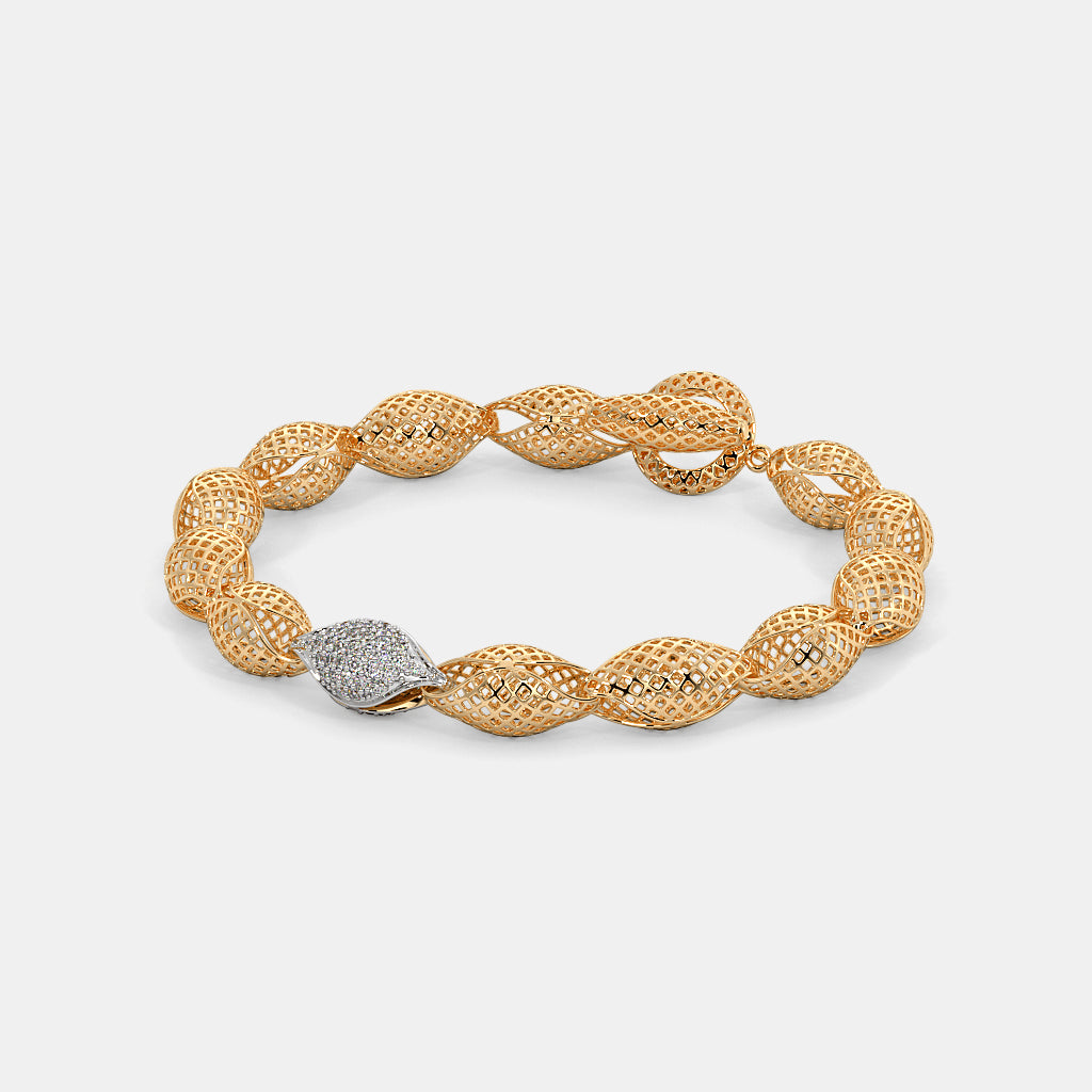 Elegant Gold Mesh Bracelet with Diamond Accent