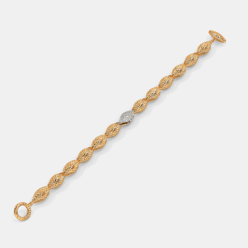 Elegant Gold Mesh Bracelet with Diamond Accent