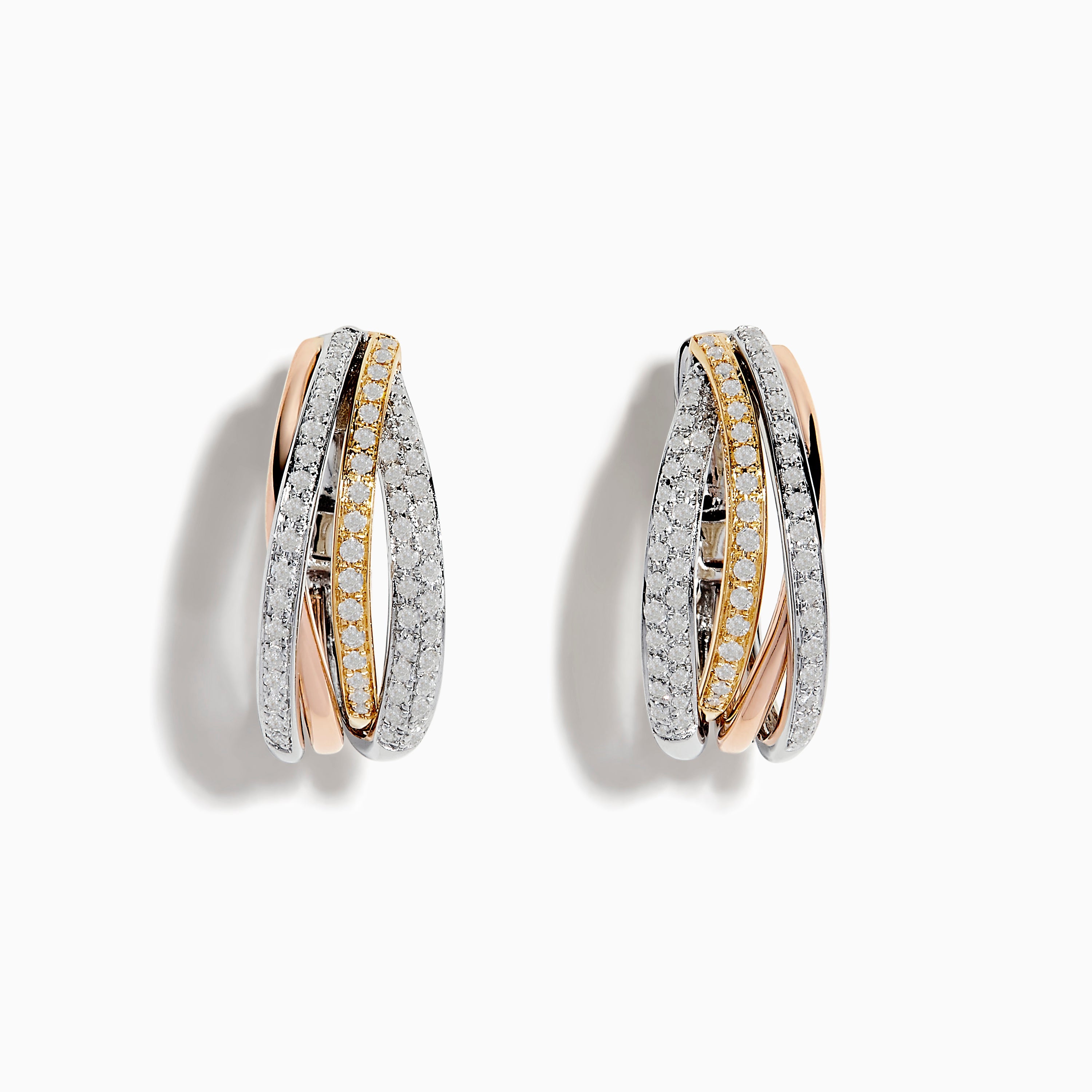 14K solid gold diamond hoop earrings for women with brilliant round-cut diamonds, perfect for luxury everyday wear.