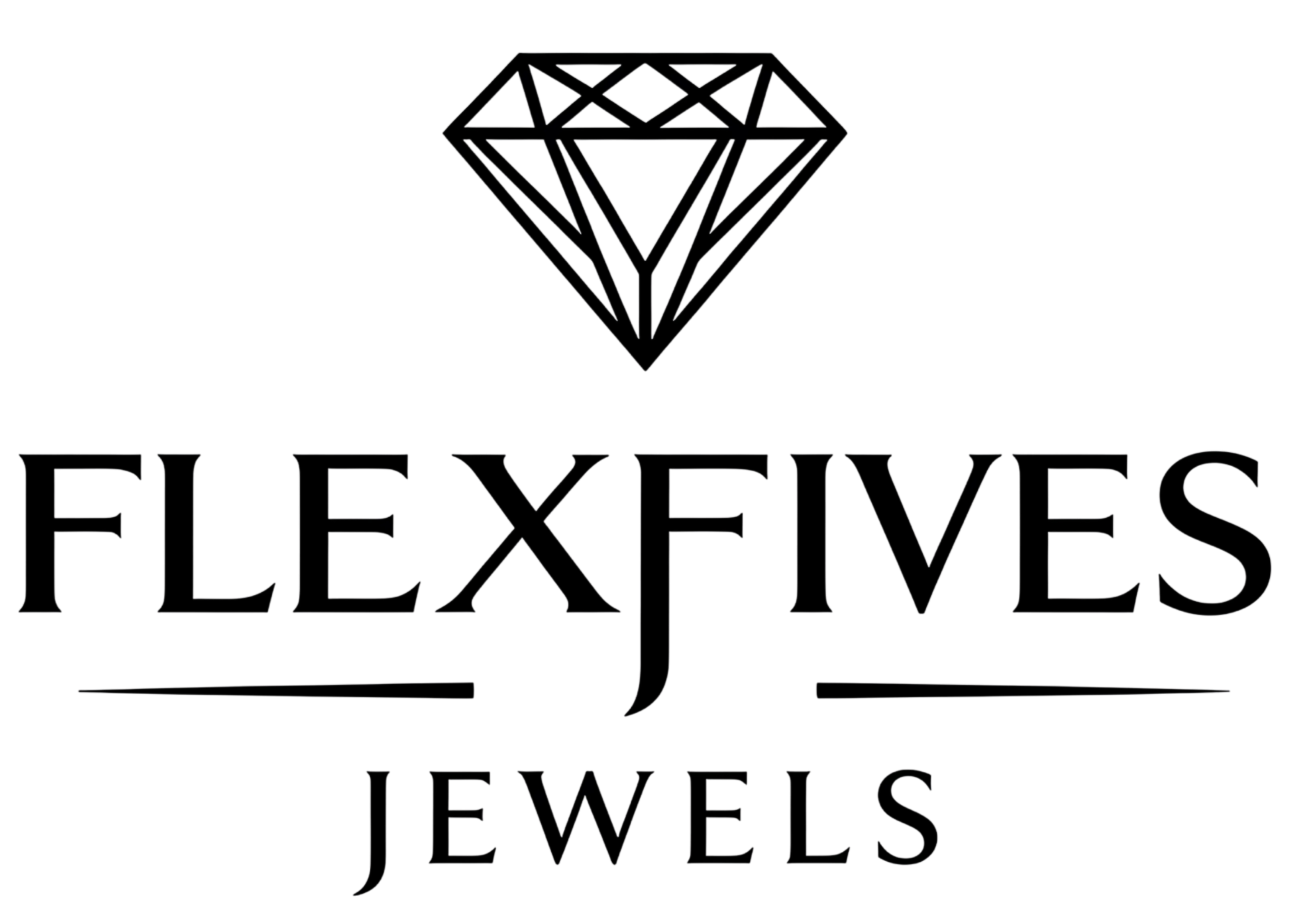 Logo of Flexfives Jewels with a diamond symbol on a white background