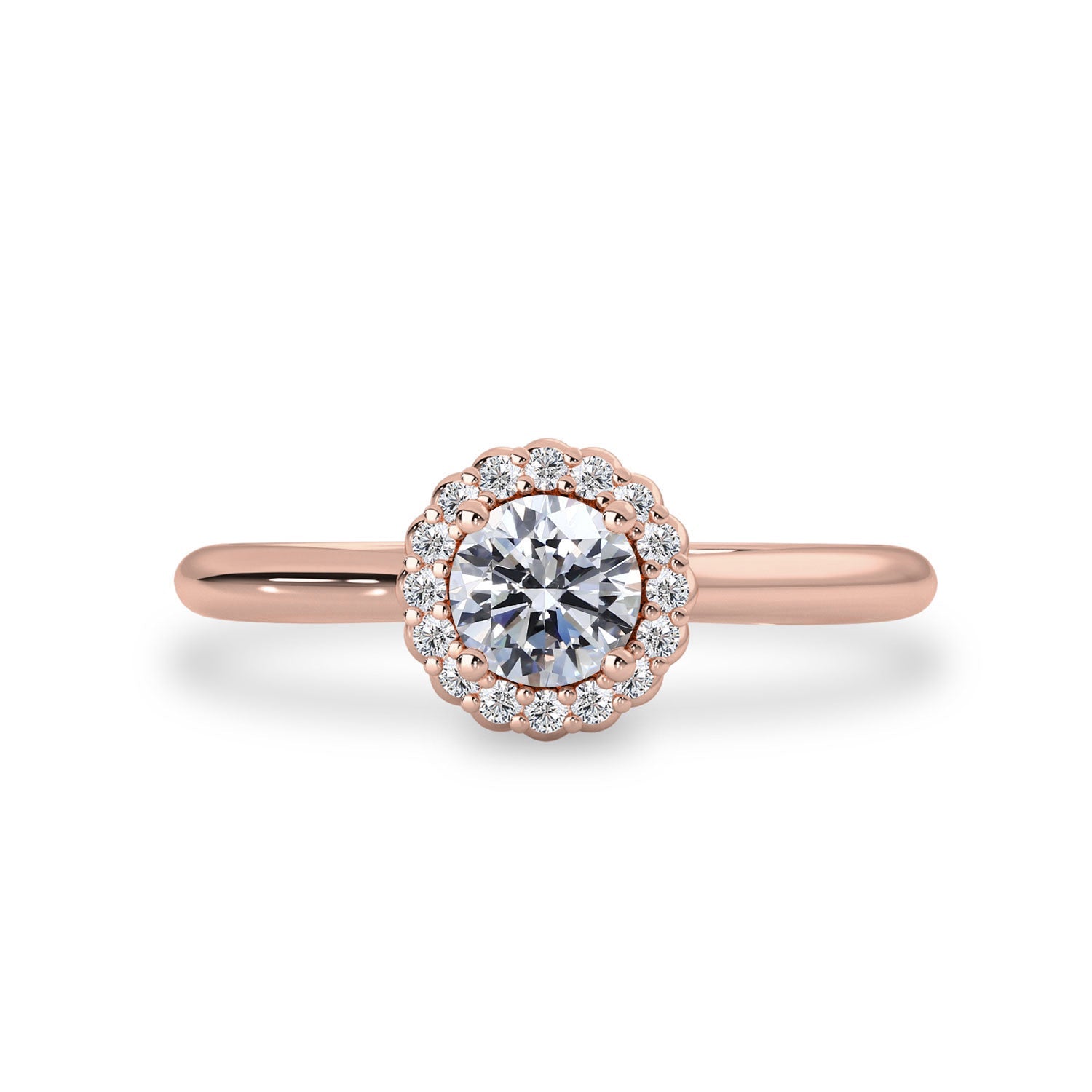 Anastasia’s Dream Twist Halo Engagement Ring, Round Brilliant