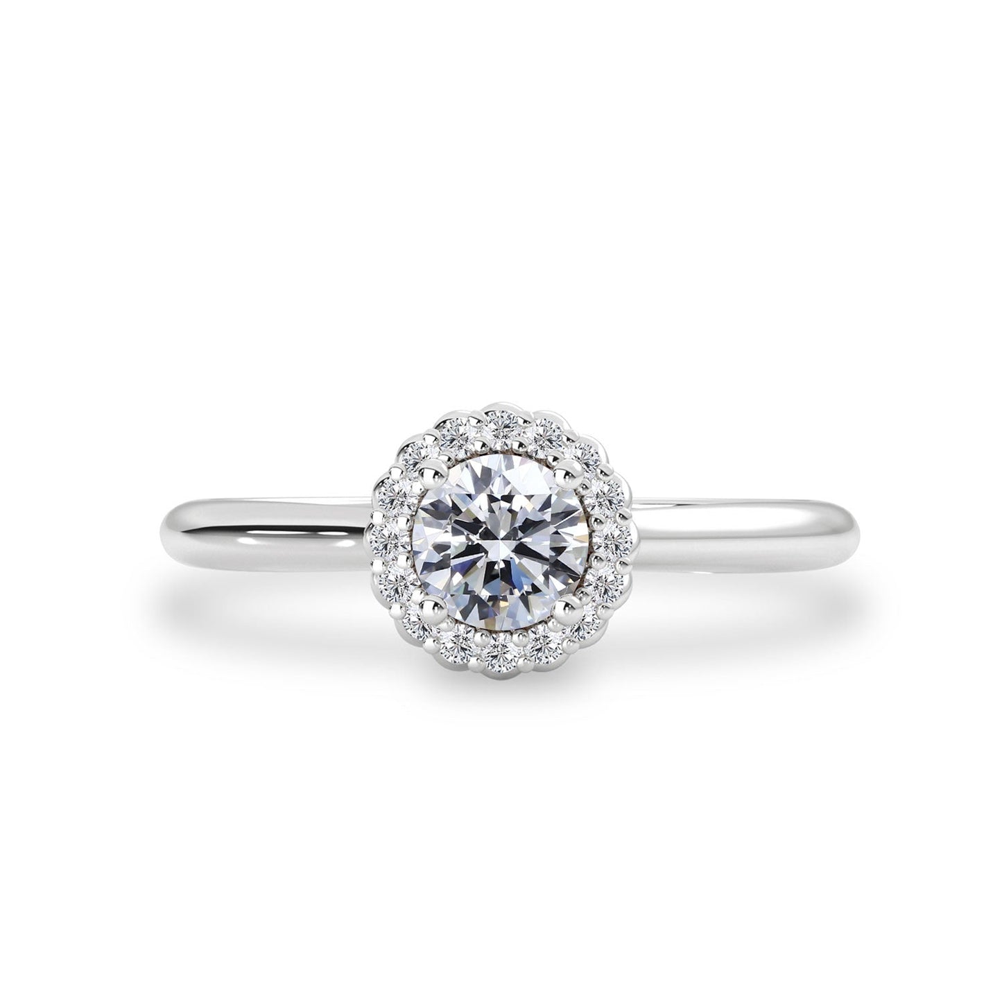 Anastasia’s Dream Twist Halo Engagement Ring, Round Brilliant