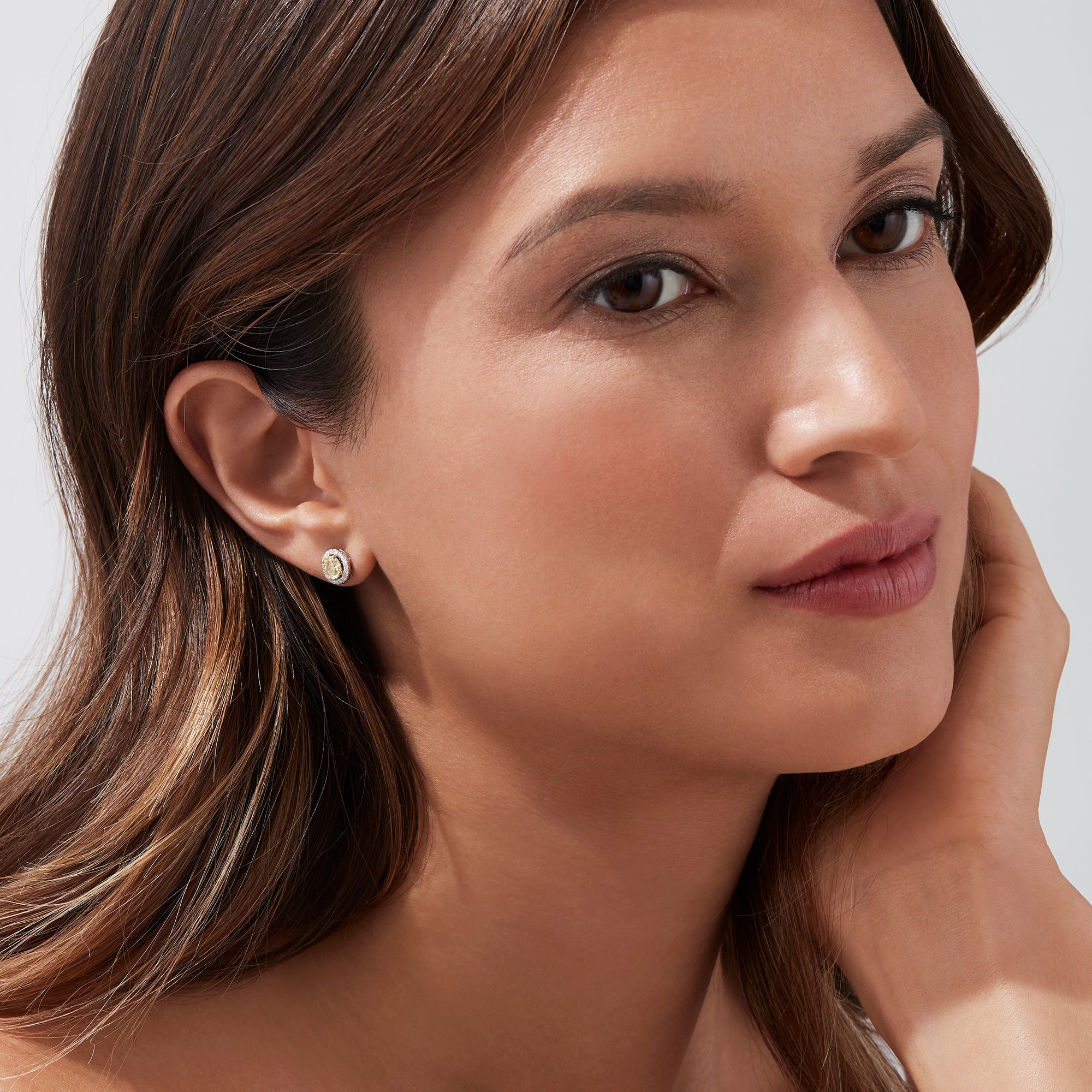 14K solid gold diamond hoop earrings for women with brilliant round-cut diamonds, perfect for luxury everyday wear.