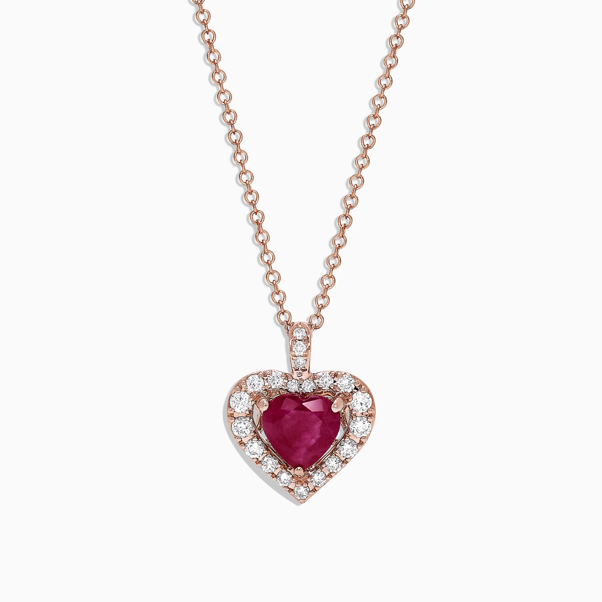 Ruby Royale 14K Rose Gold Heart Shaped Ruby Pendant
