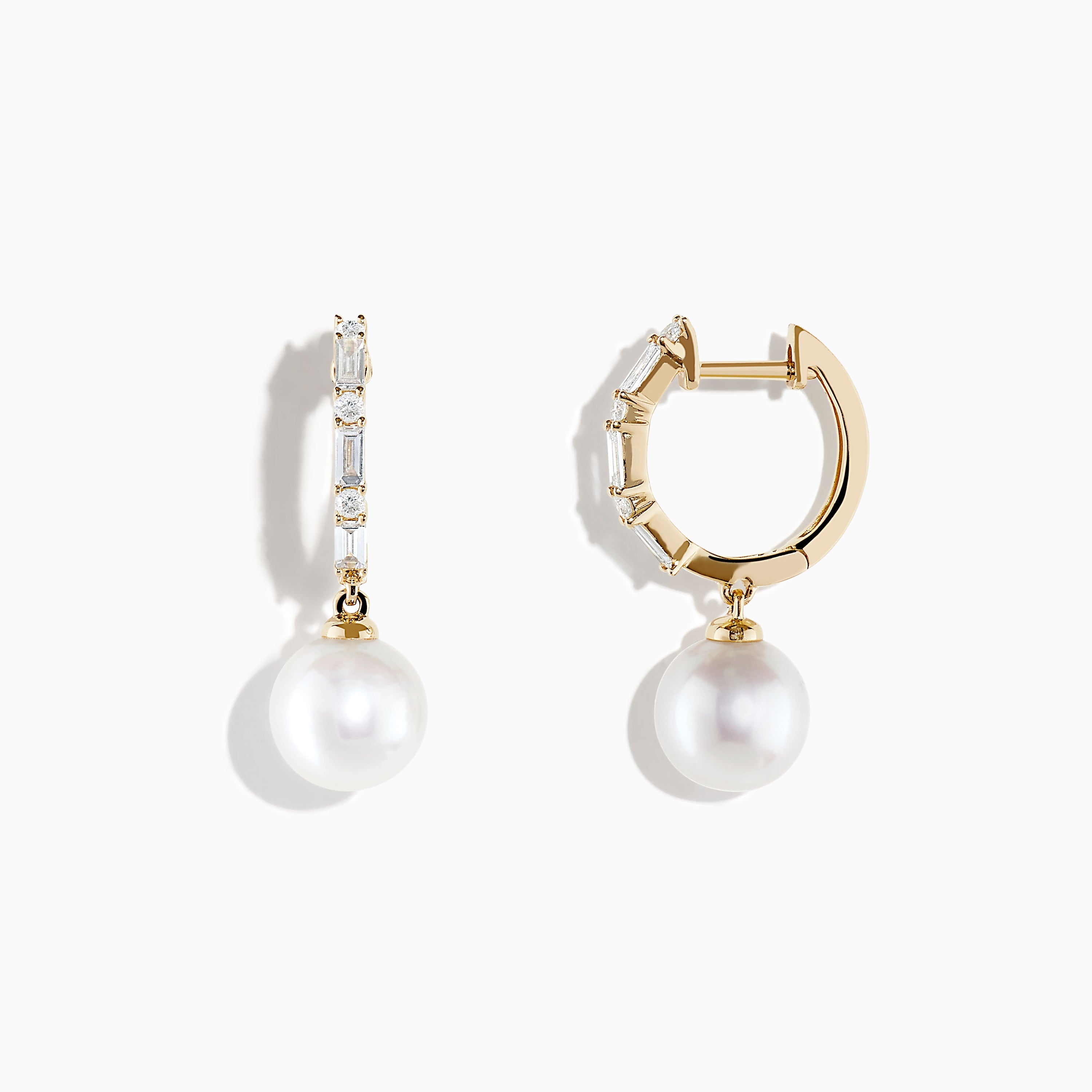 14K solid gold diamond hoop earrings for women with brilliant round-cut diamonds, perfect for luxury everyday wear.