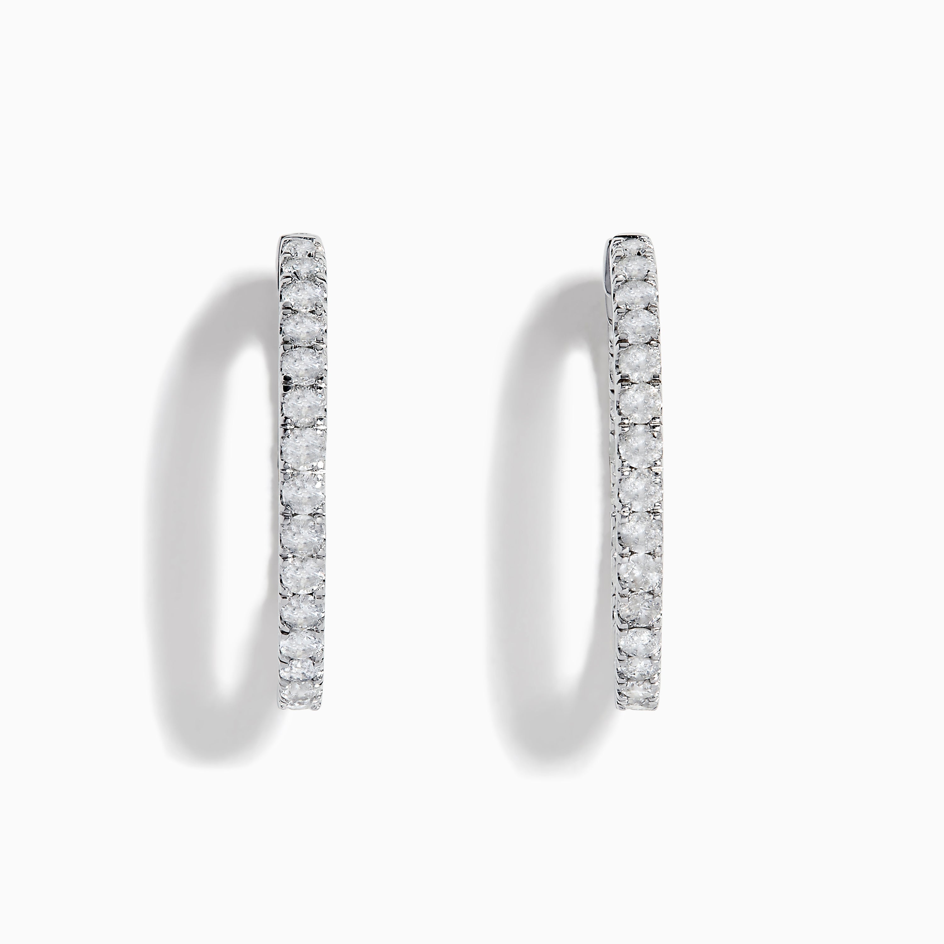 14K solid gold diamond hoop earrings for women with brilliant round-cut diamonds, perfect for luxury everyday wear.