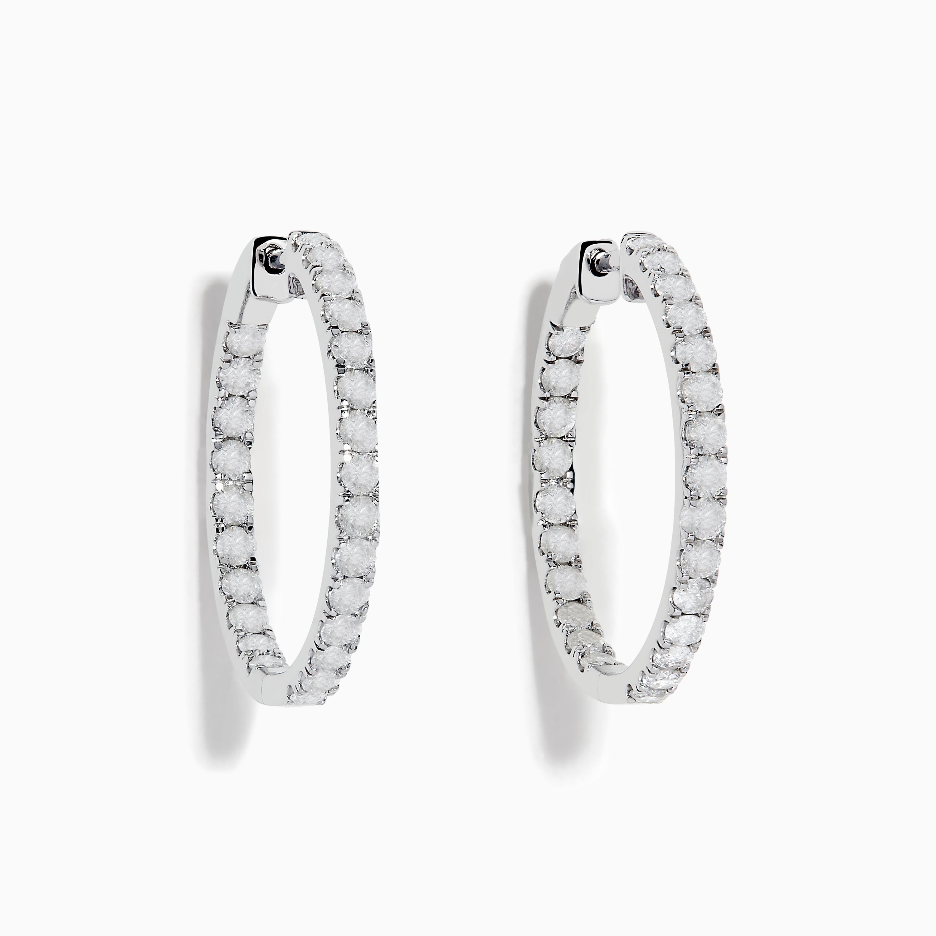 14K solid gold diamond hoop earrings for women with brilliant round-cut diamonds, perfect for luxury everyday wear.