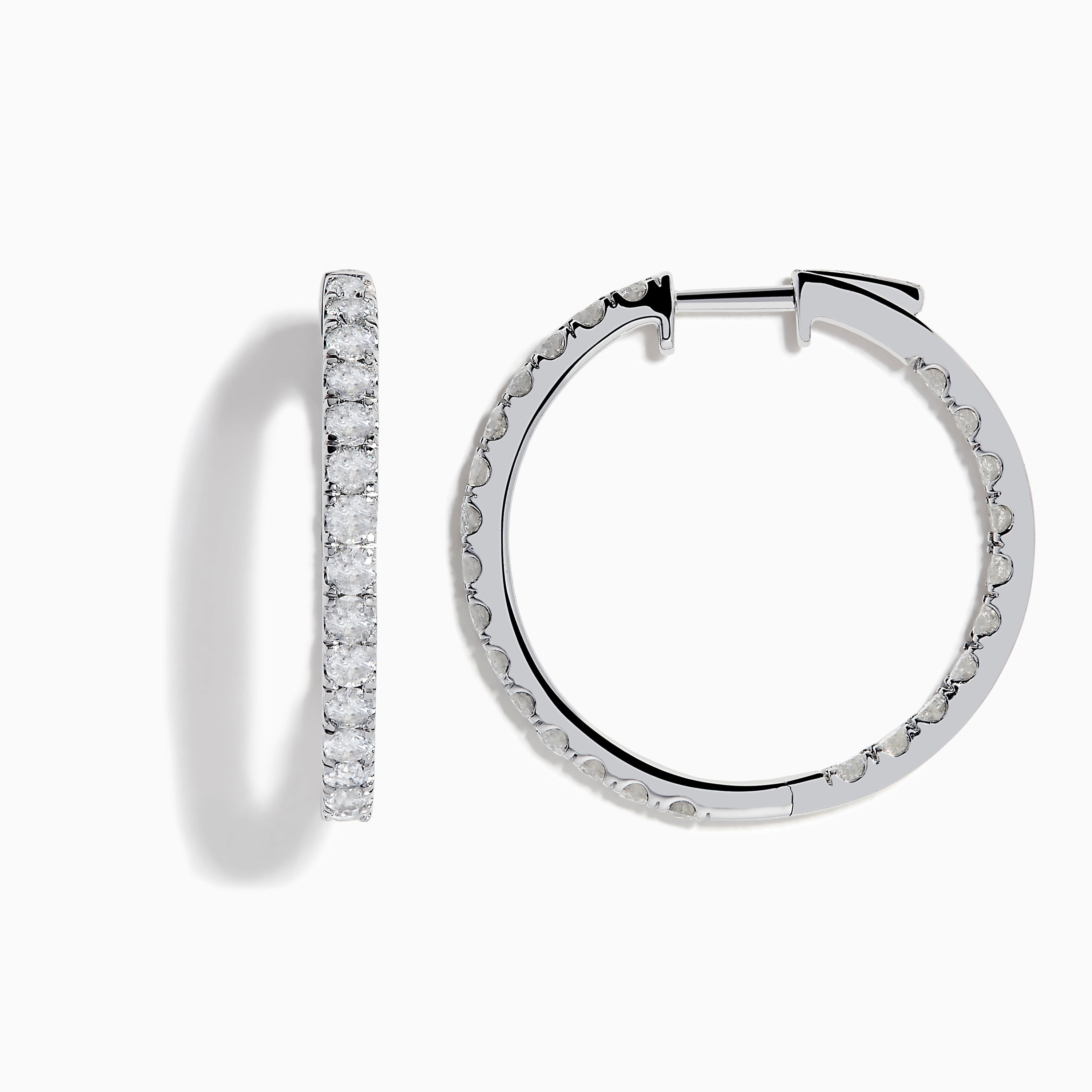 14K solid gold diamond hoop earrings for women with brilliant round-cut diamonds, perfect for luxury everyday wear.
