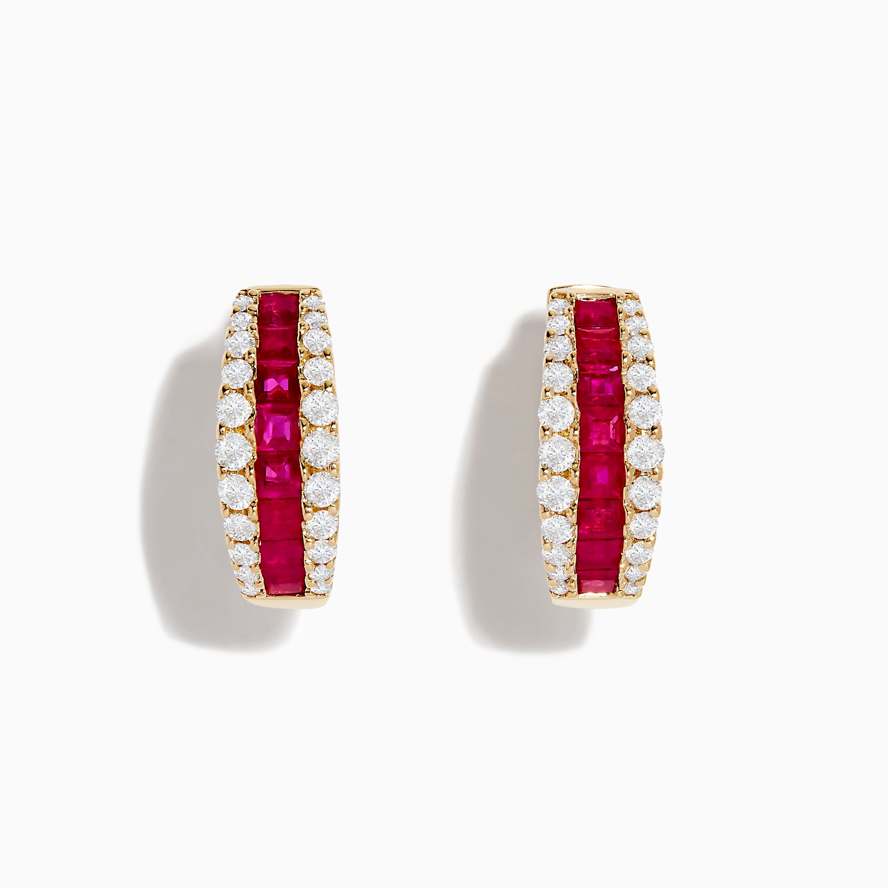14K solid gold diamond hoop earrings for women with brilliant round-cut diamonds, perfect for luxury everyday wear.
