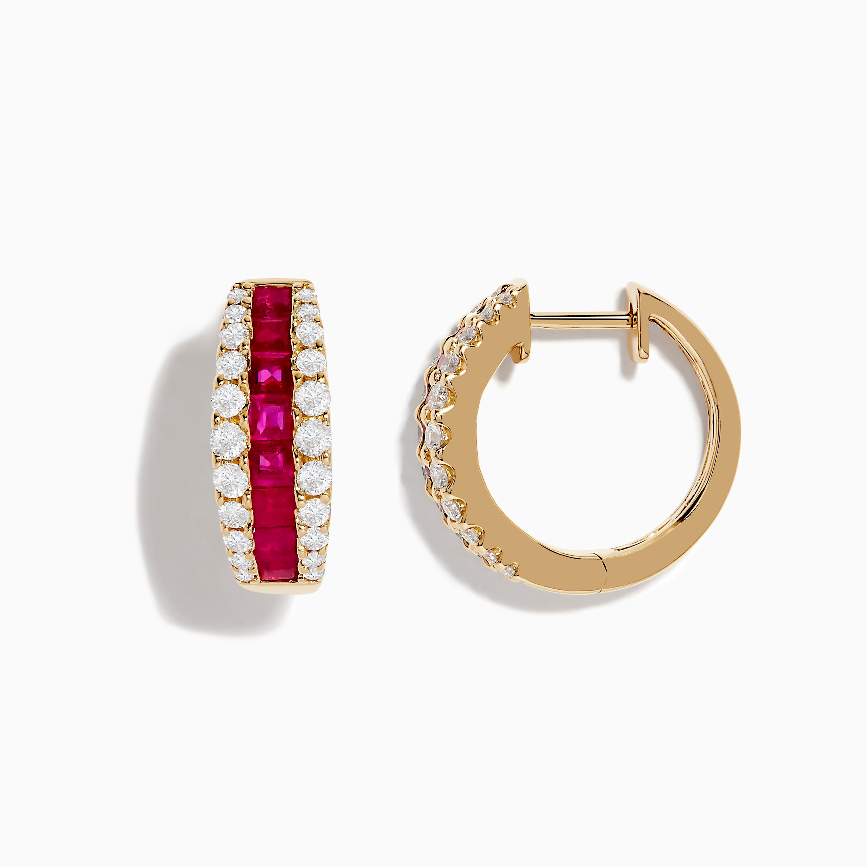 14K solid gold diamond hoop earrings for women with brilliant round-cut diamonds, perfect for luxury everyday wear.