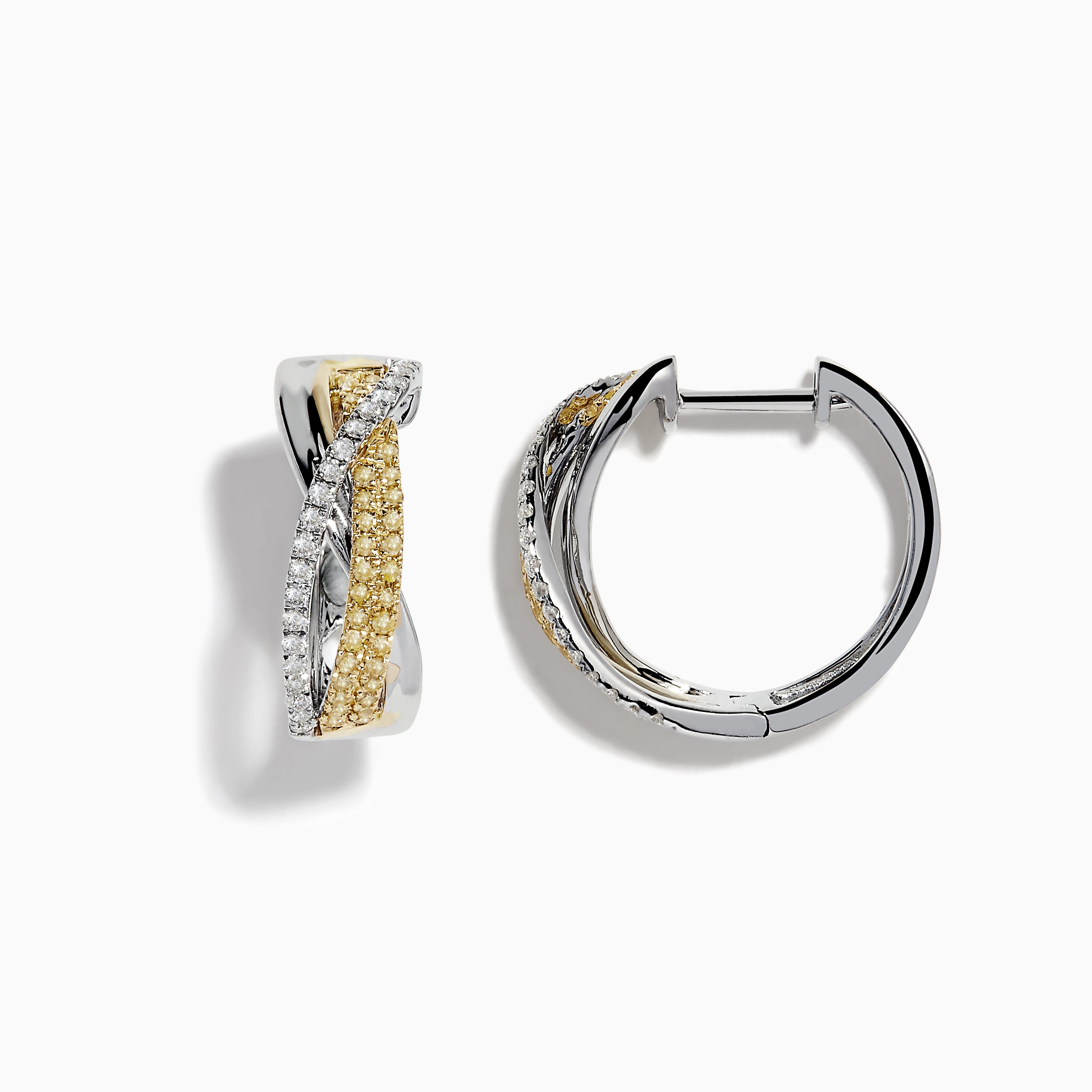 14K solid gold diamond hoop earrings for women with brilliant round-cut diamonds, perfect for luxury everyday wear.