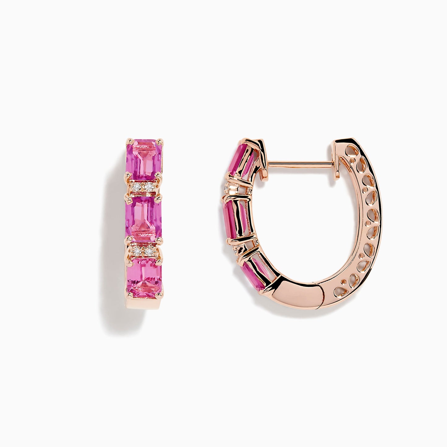 14K solid gold diamond hoop earrings for women with brilliant round-cut diamonds, perfect for luxury everyday wear.