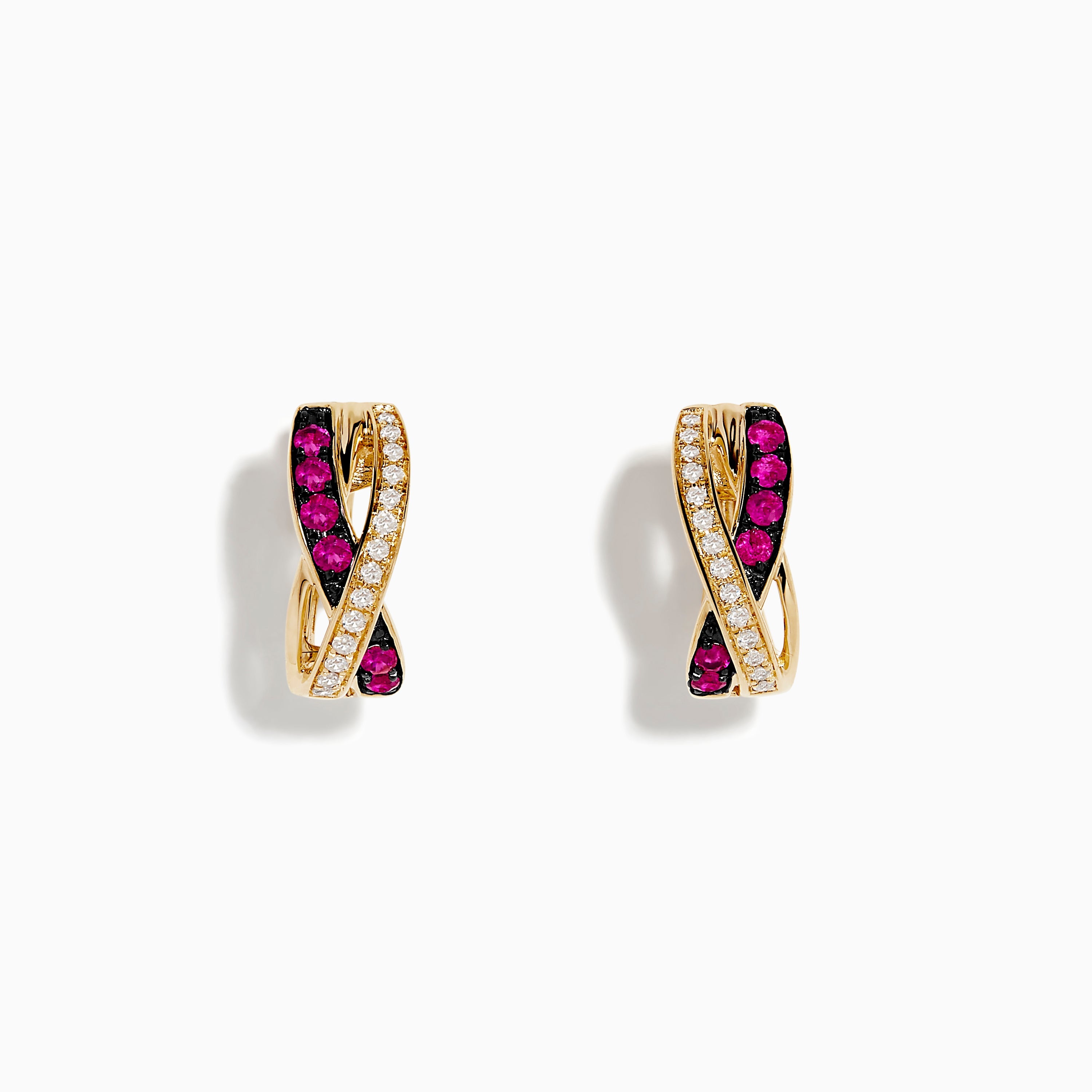 14K solid gold diamond hoop earrings for women with brilliant round-cut diamonds, perfect for luxury everyday wear.