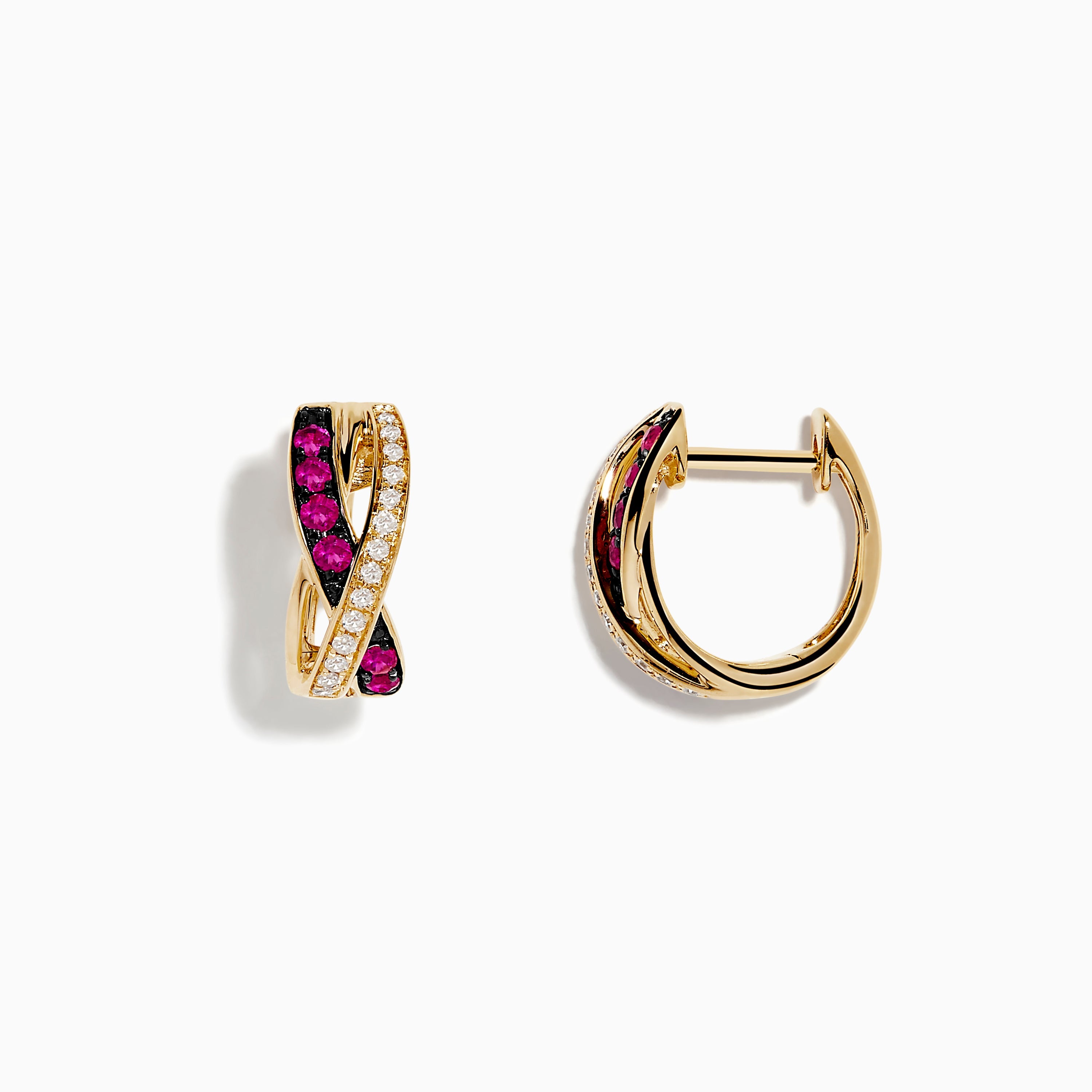 14K solid gold diamond hoop earrings for women with brilliant round-cut diamonds, perfect for luxury everyday wear.