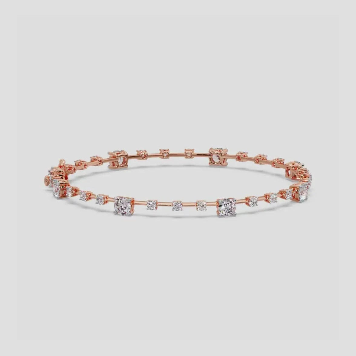 Rose Gold Solitaire Diamond Tennis Bracelet