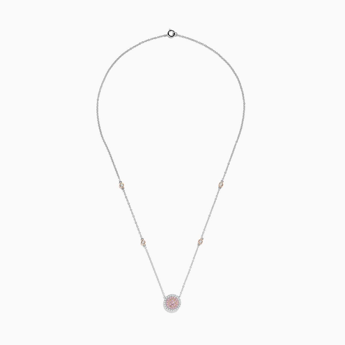 14K Two Tone Gold Pink and White Diamond Necklace