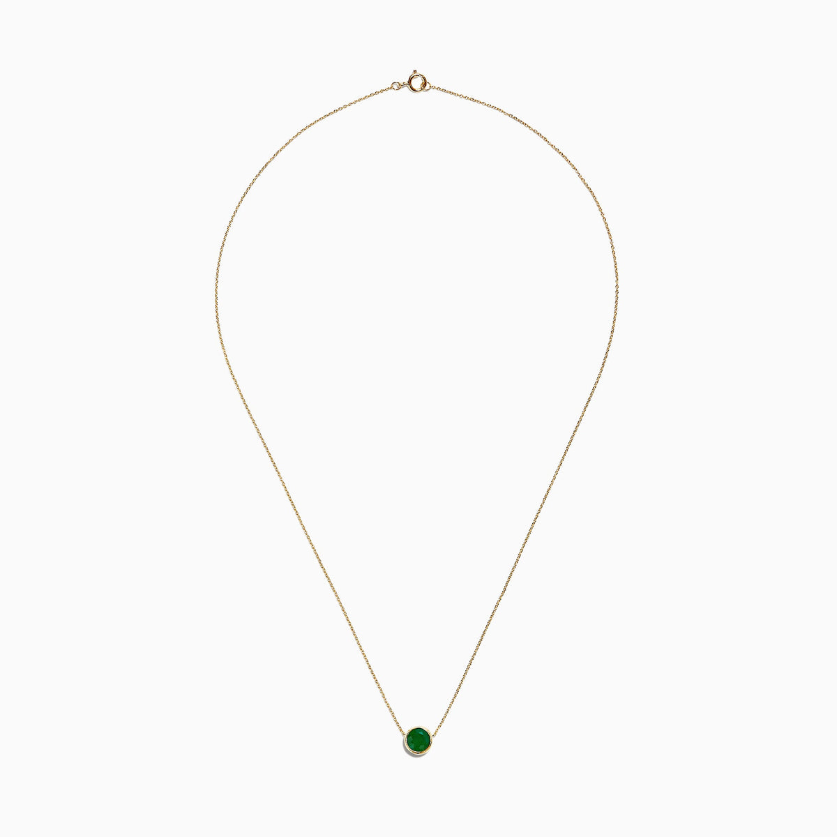 14K Yellow Gold Emerald Necklace, 0.81 TCW