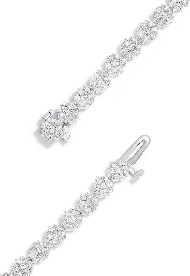 Bouquet 14K White Gold Diamond Flower Tennis Bracelet