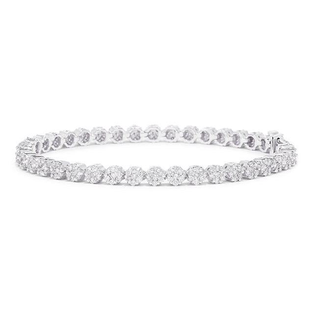 Bouquet 14K White Gold Diamond Flower Tennis Bracelet