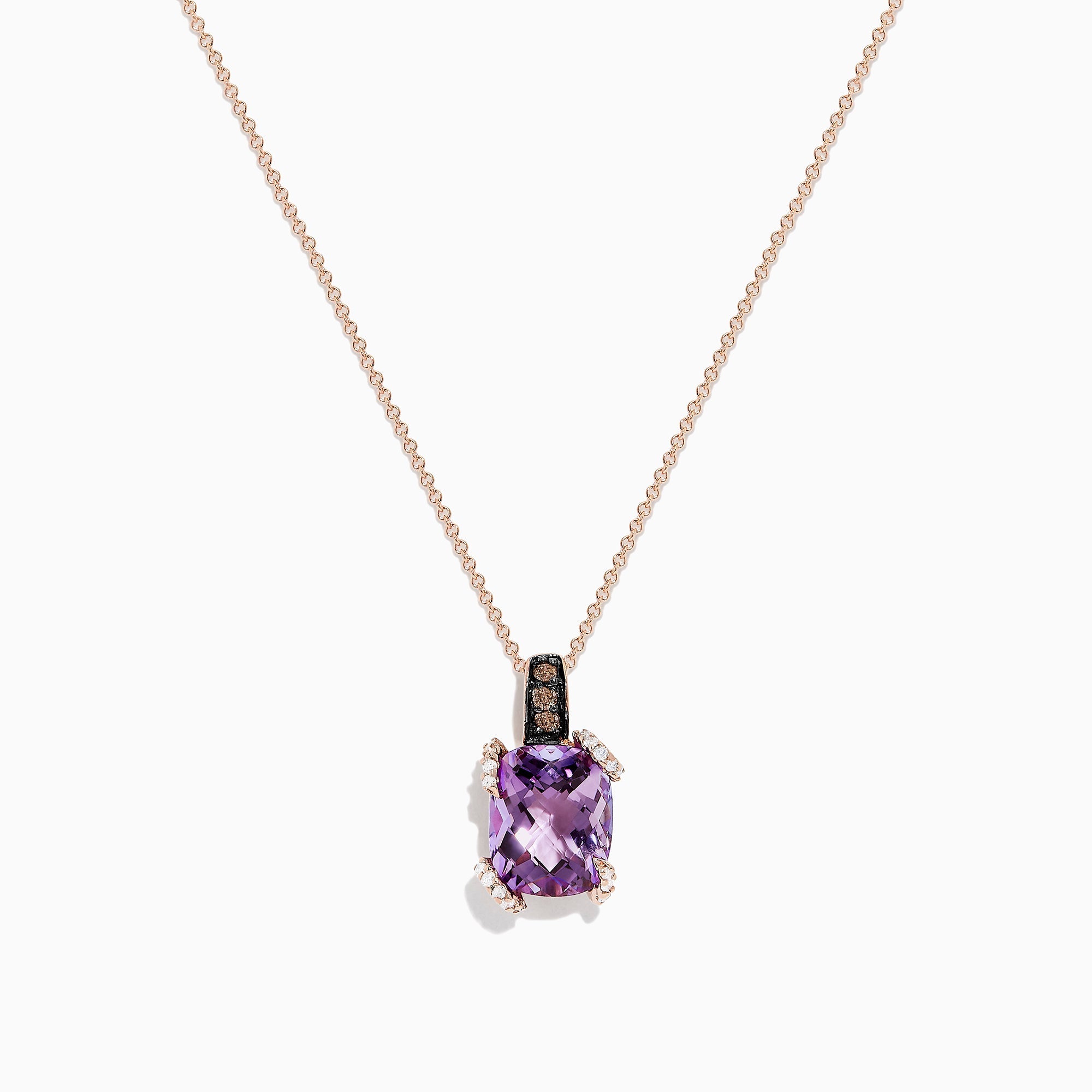 14K Rose Gold Amethyst and Diamond Pendant, 3.92 TCW