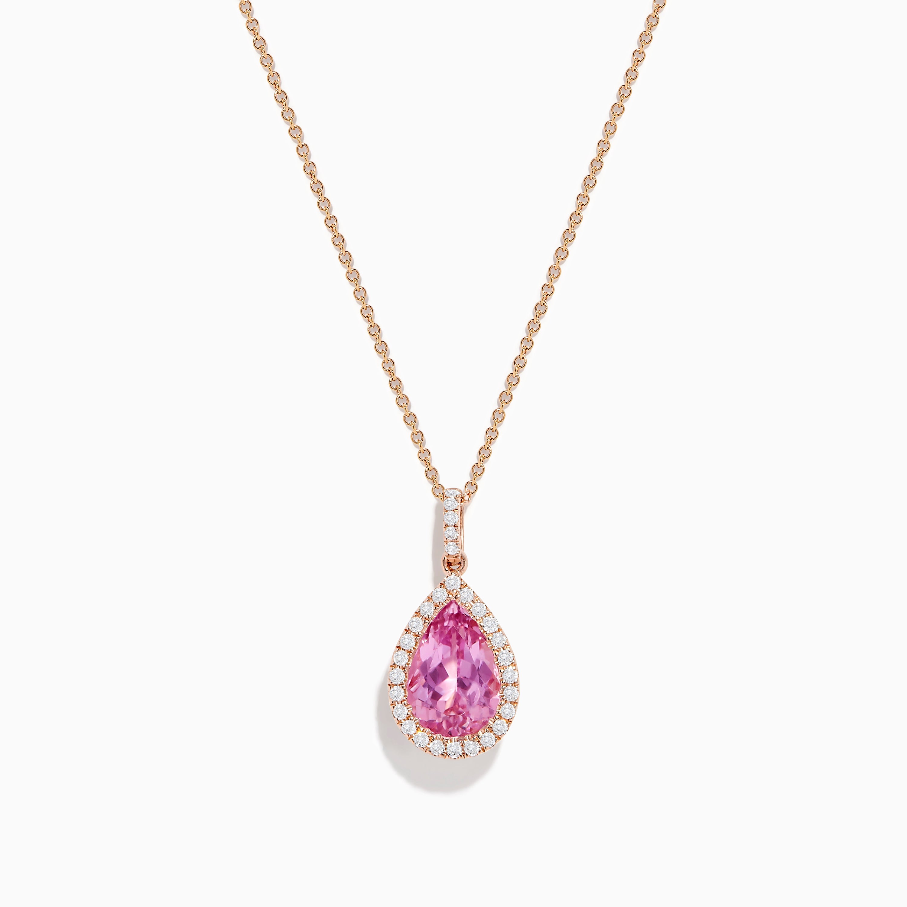 14K Rose Gold Kunzite and Diamond Pendant