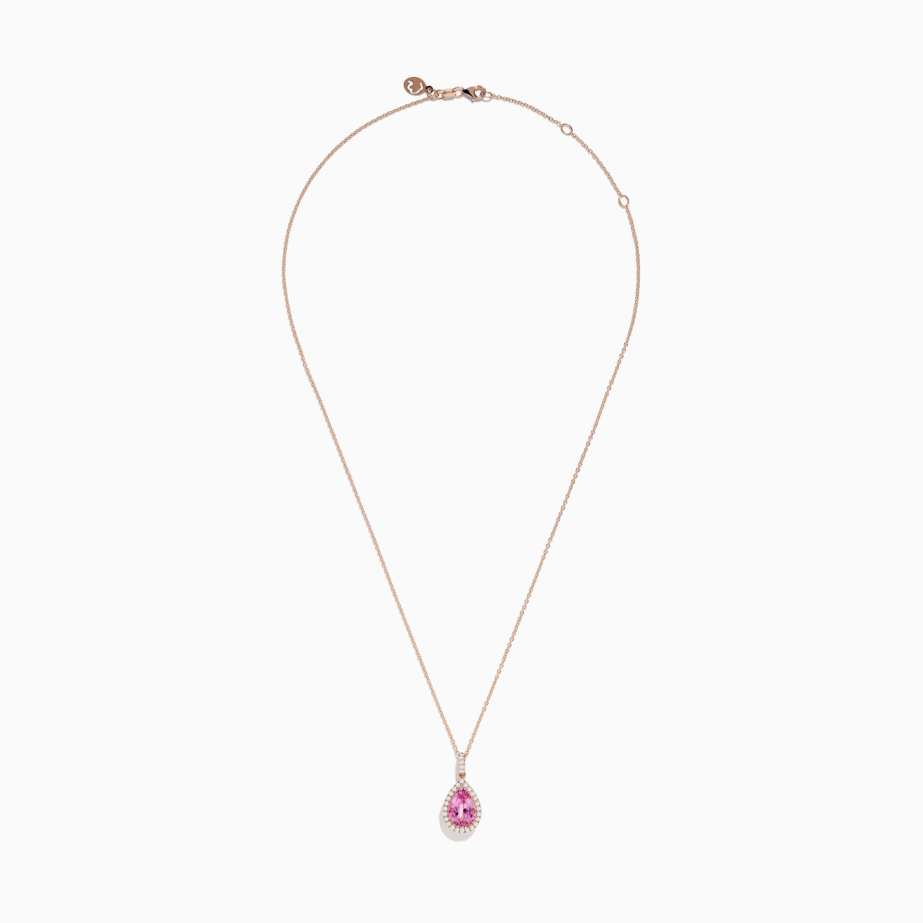 14K Rose Gold Kunzite and Diamond Pendant