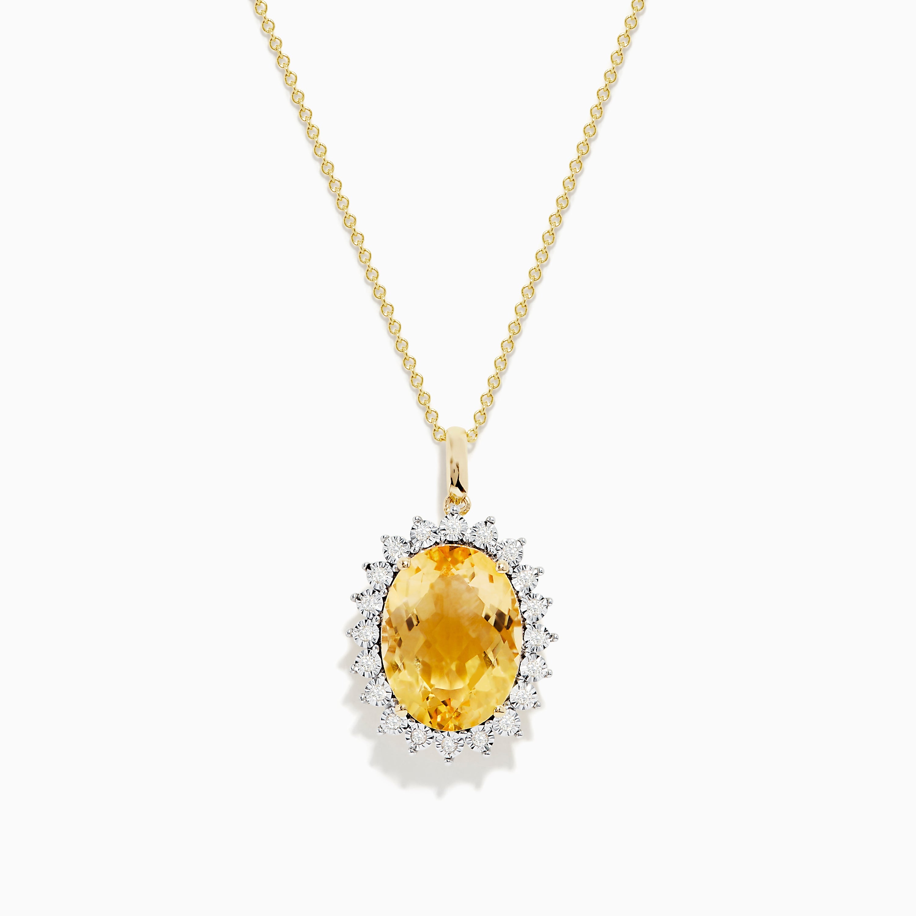 Sunset 14K Yellow Gold Diamond and Citrine Pendant