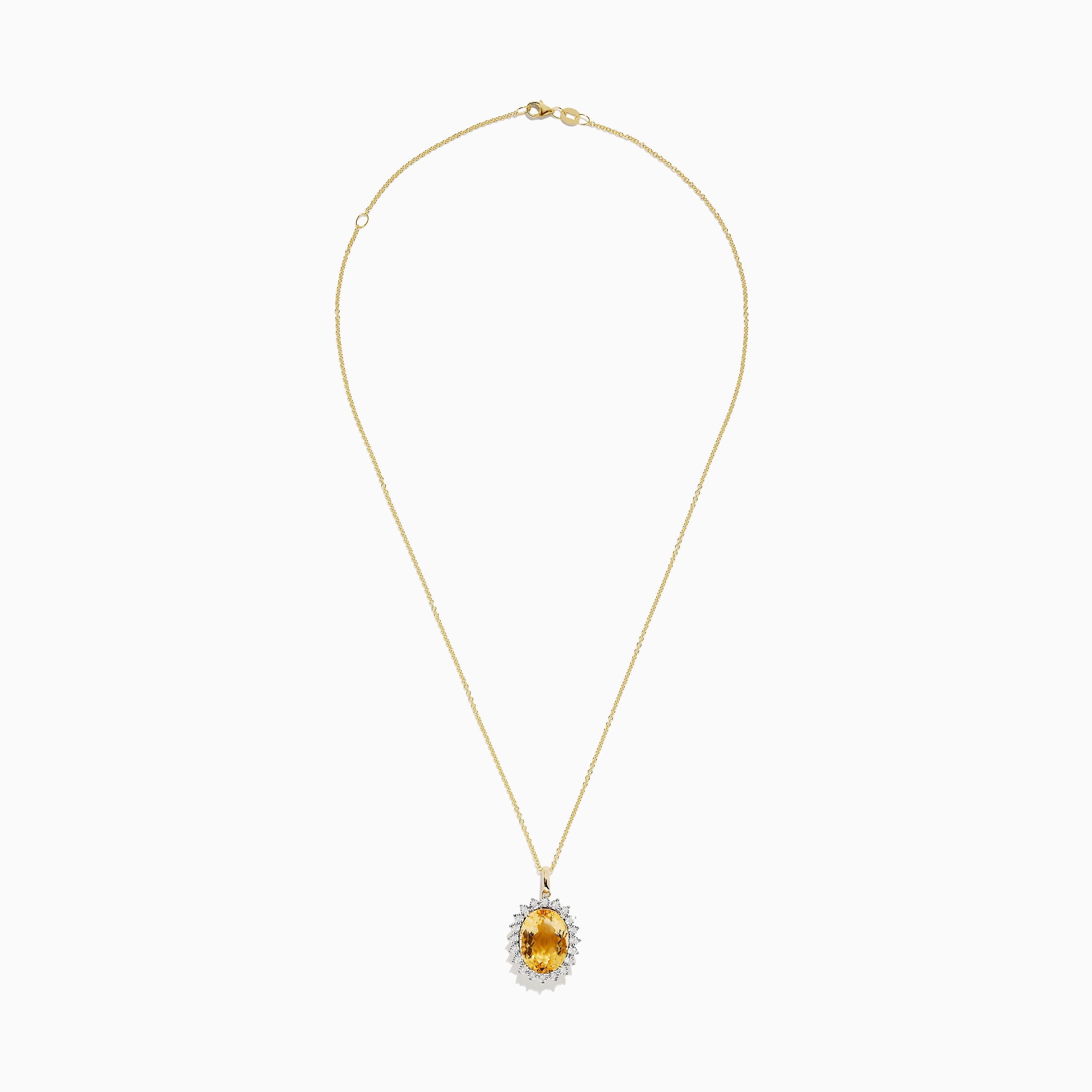 Sunset 14K Yellow Gold Diamond and Citrine Pendant
