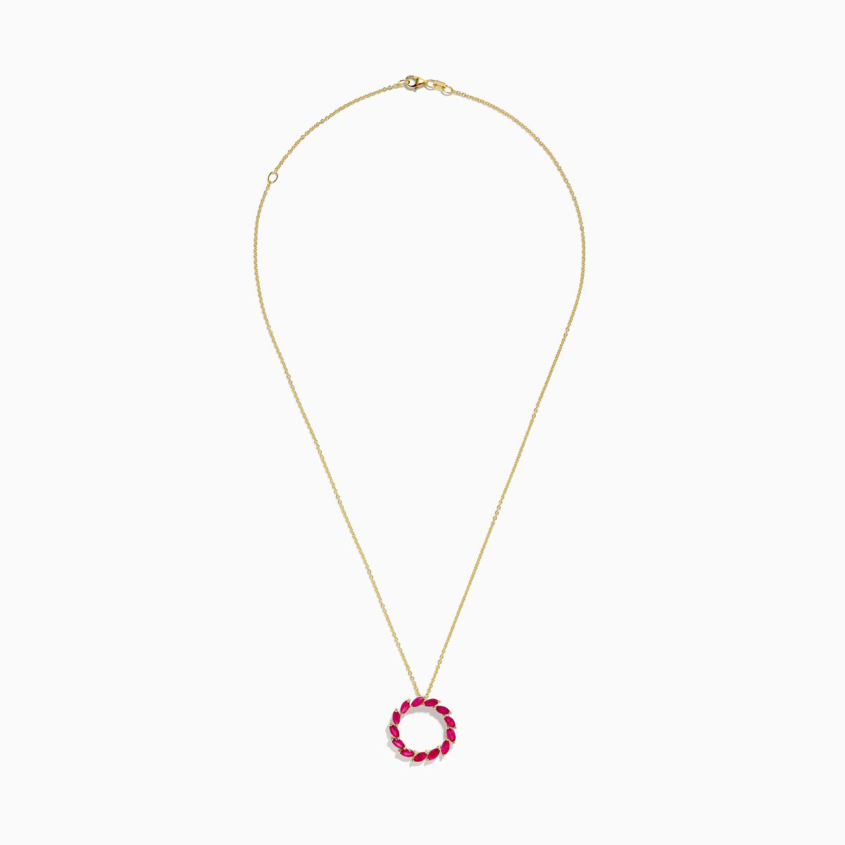 Ruby Royale 14K Yellow Gold Marquise Cute Ruby Circle Pendant