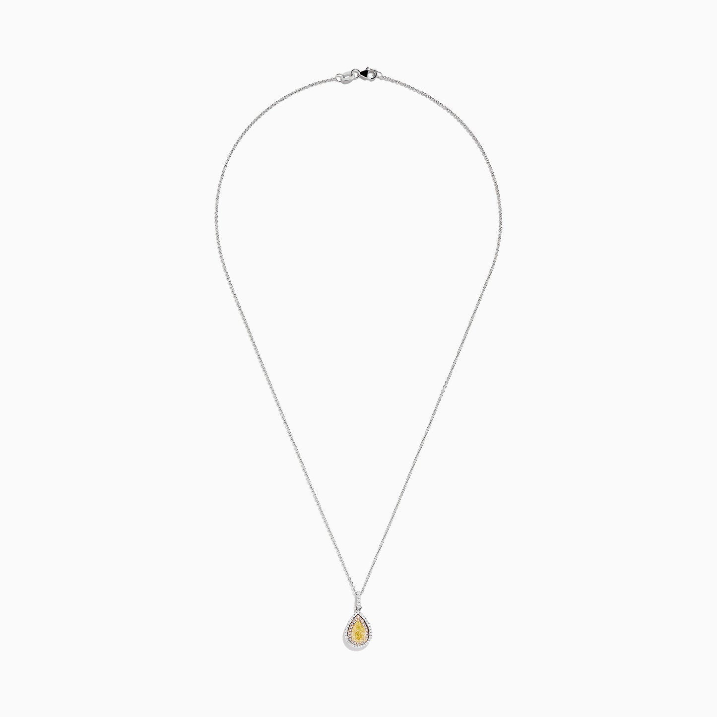 14K Three Tone Gold Pear Shaped Yellow Diamond and Pink Diamond Halo Pendant