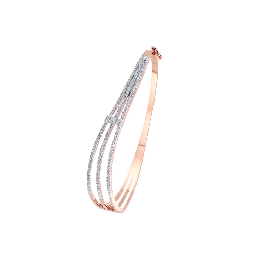 Triple Strand Rose Gold Diamond Bracelet