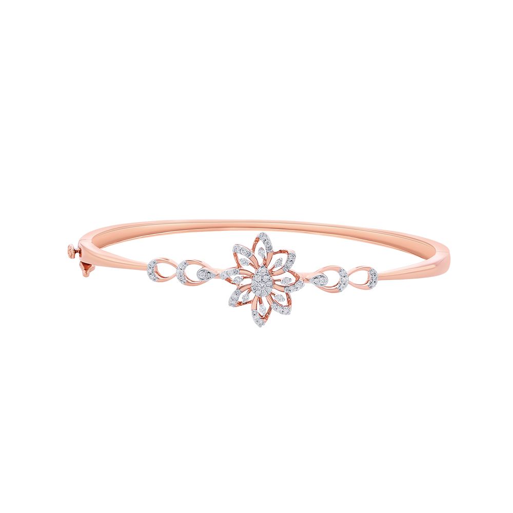 Elegant Rose Gold Diamond Floral Bracelet