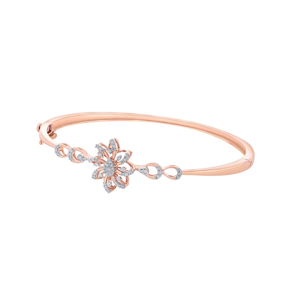 Elegant Rose Gold Diamond Floral Bracelet