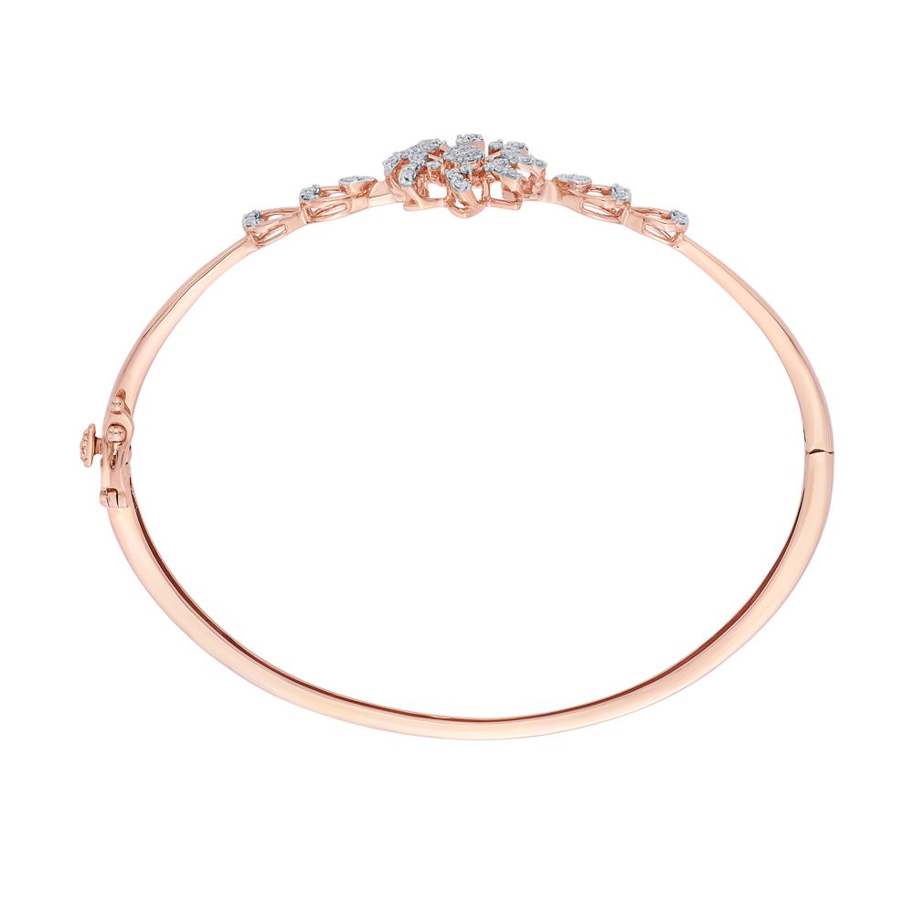 Elegant Rose Gold Diamond Floral Bracelet